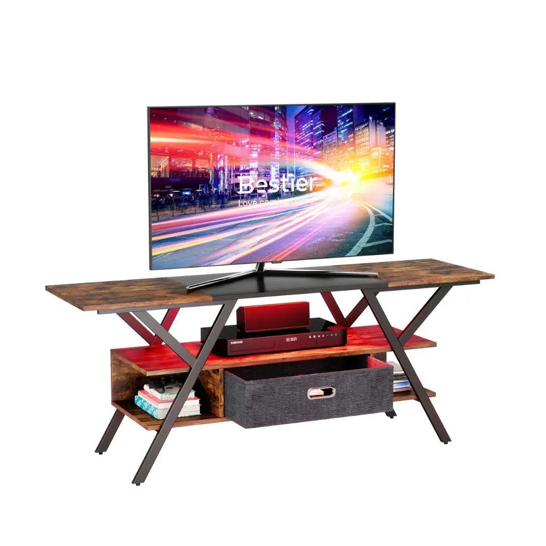 Bestier LED Gaming TV Stand for 65/70/75 inch TVs with Power Outlets & USB Ports - Modern Entertainment Center for Living Room, Bedroom & Game Room