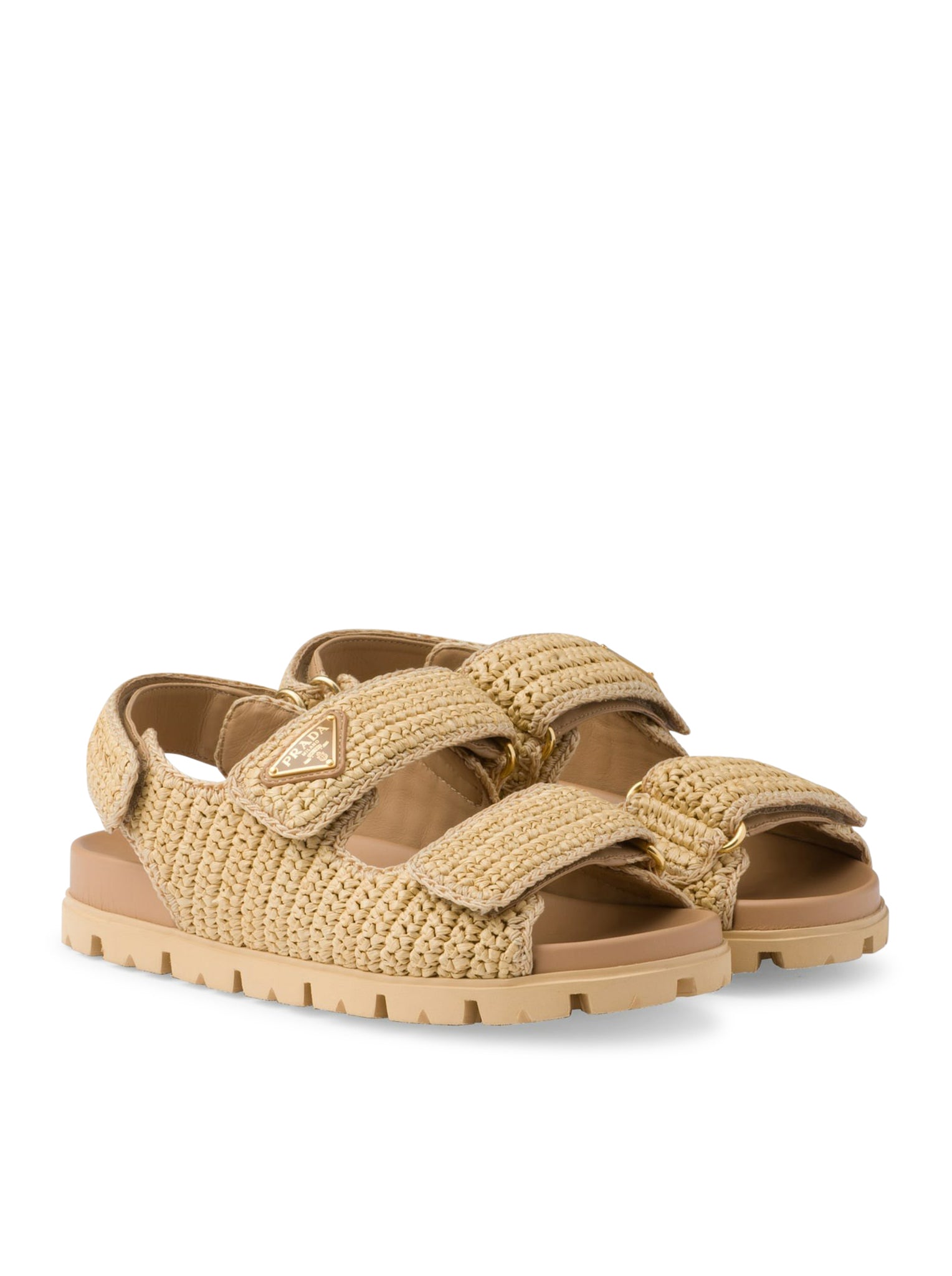Prada Crochet Sandals in Nude Neutrals - 1X440NF0202C2T F0018 Natural | Comfortable & Stylish Summer Footwear for Beach, Vacation & Casual Outings
