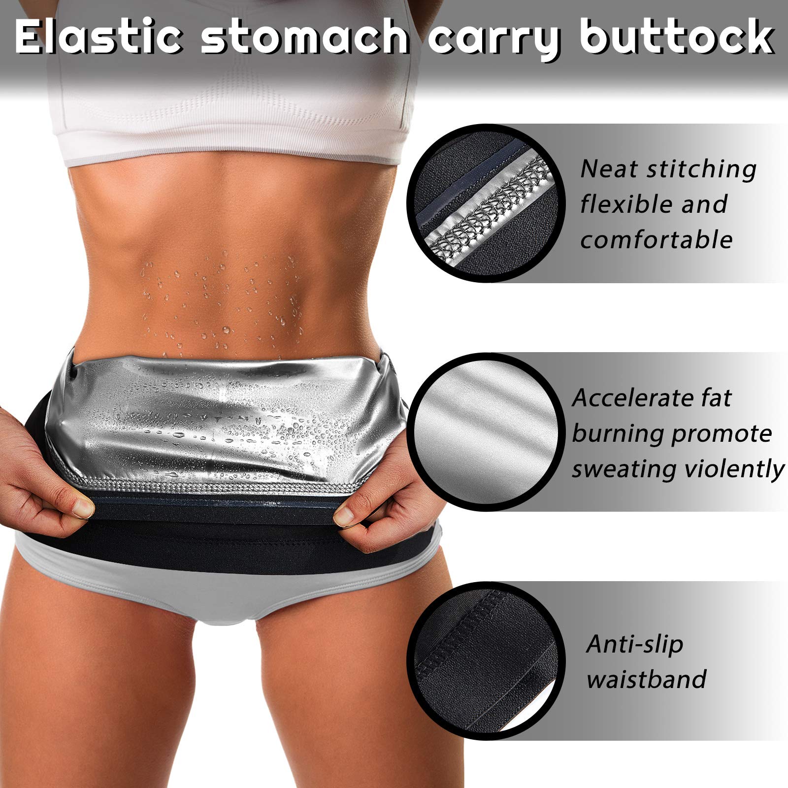 Geyoga Waist Trimmer for Women - Sweat Waist Trainer Wrap & Stomach Slimming Belt for Weight Loss, Body Shaping & Toning | Perfect for Workout, Gym & Postpartum Recovery
