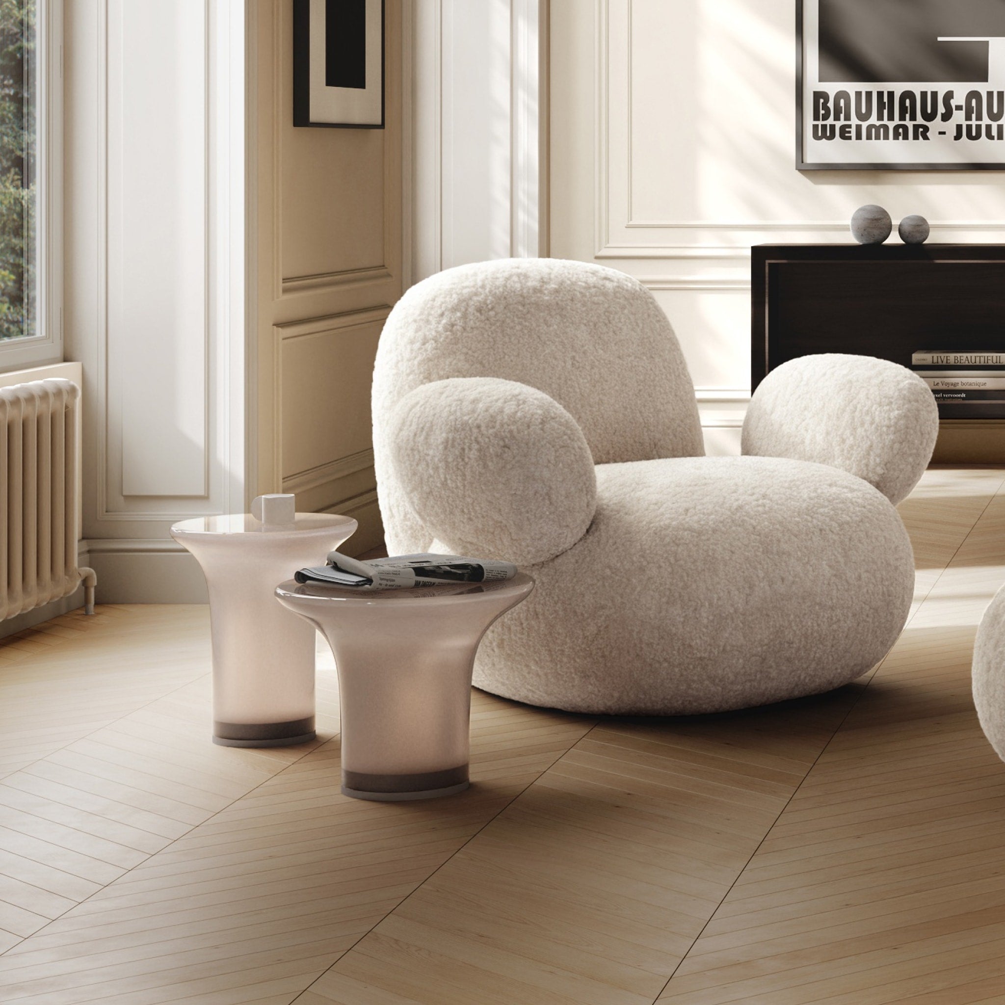 PRE ORDER 101 COPENHAGEN Trumpet Table - Low Coffee Table 35cm Height in Smoked Desert Finish - Perfect for Living Room, Lounge & Modern Home Decor