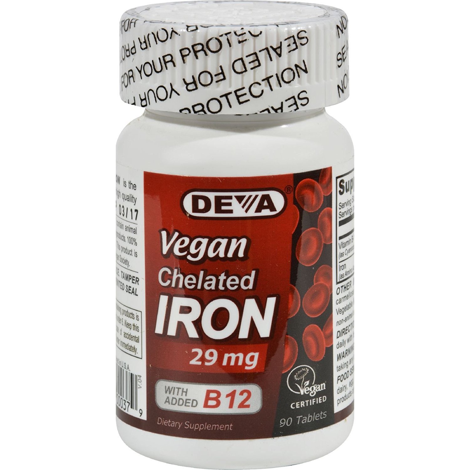 Deva Vegan Vitamins Chelated Iron Supplement - 29mg Iron per Serving - 90 Tablets for Anemia Support & Energy Boost - Plant-Based Iron for Vegetarians & Vegans - Perfect for Daily Wellness Routine