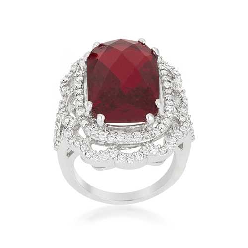 Elegant Red Cocktail Crest Ring for Women - Vintage Style Statement Jewelry for Parties, Weddings & Special Occasions