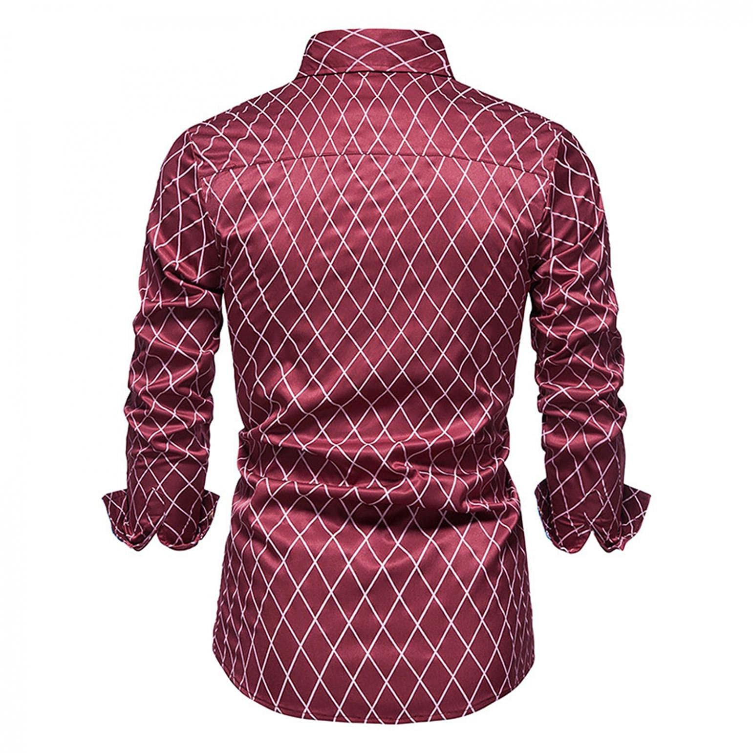Luxury Men's Slim Fit Paisley Shiny Satin Silk Dress Shirt - Button Down Business Office & Western Style Oxford Plaid Shirt - Perfect for Formal Events, Weddings & Professional Workwear