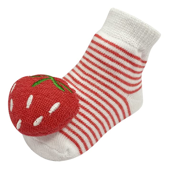 Adorable Fruit-Themed Rattle Socks for Baby Girls 0-6 Months - Lemon, Strawberry & Watermelon Design | Perfect for Playtime, Sensory Development & Cute Baby Outfits