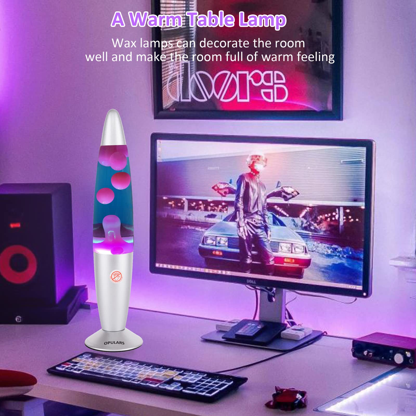 13.5 Inch Liquid Motion Lamp with Purple Wax in Blue Liquid - Magma Mood Lamp for Bedroom Decor, Night Light for Adults, Teens & Kids | Perfect for Relaxation, Meditation & Sleep Aid