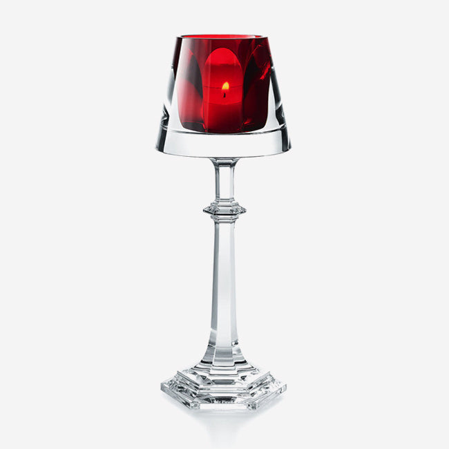 Baccarat Red Harcourt My Fire Candlestick - Elegant Crystal Candle Holder for Dining Table, Wedding Centerpiece & Home Decor