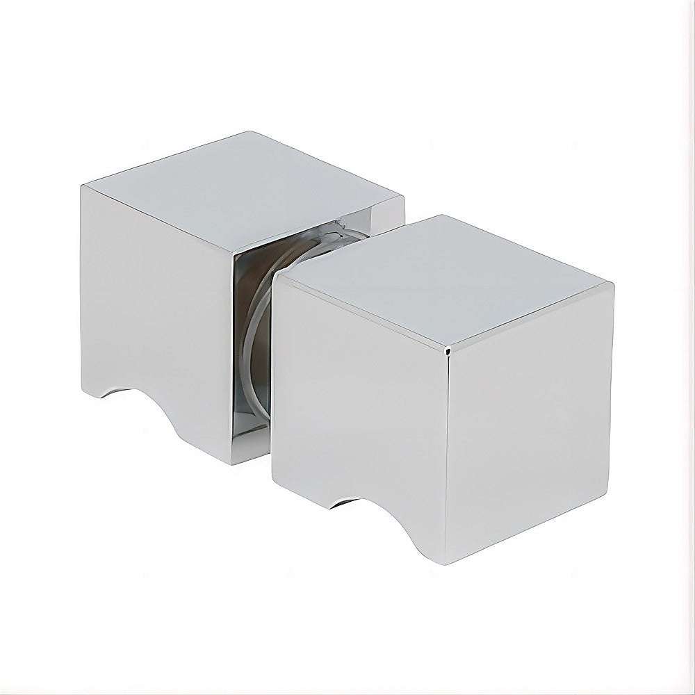 120x80cm Frameless Corner Shower Screen with Chrome Brackets & Brass Hinges - Square Knob Handle for Modern Bathroom - Perfect for Small Spaces & Walk-in Showers