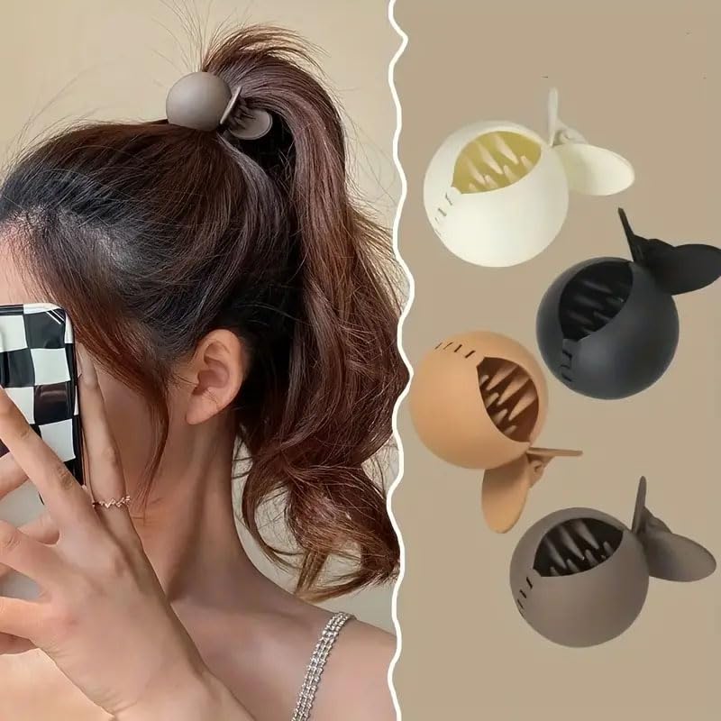 Ashkash 4-Piece Small Fish Shaped Matte Hair Claw Clips - Non-Slip Strong Hold Jaw Clips for Thick Hair - Perfect for Ponytails, Buns & Everyday Hairstyles