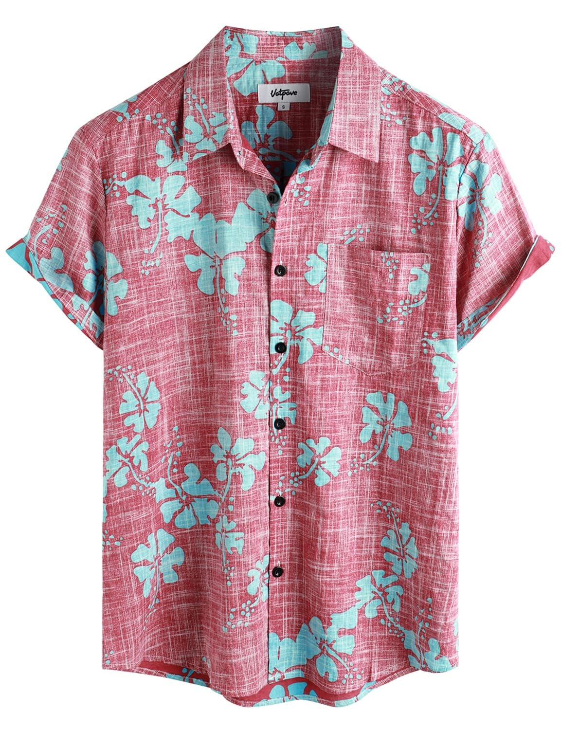 VATPAVE Men's Hawaiian Shirts - Casual Floral Short Sleeve Button Down Shirt for Beach, Summer & Tropical Vacations | Front Pocket Design | Lightweight Breathable Fabric for Outdoor Activities, Parties and Vacation Wear