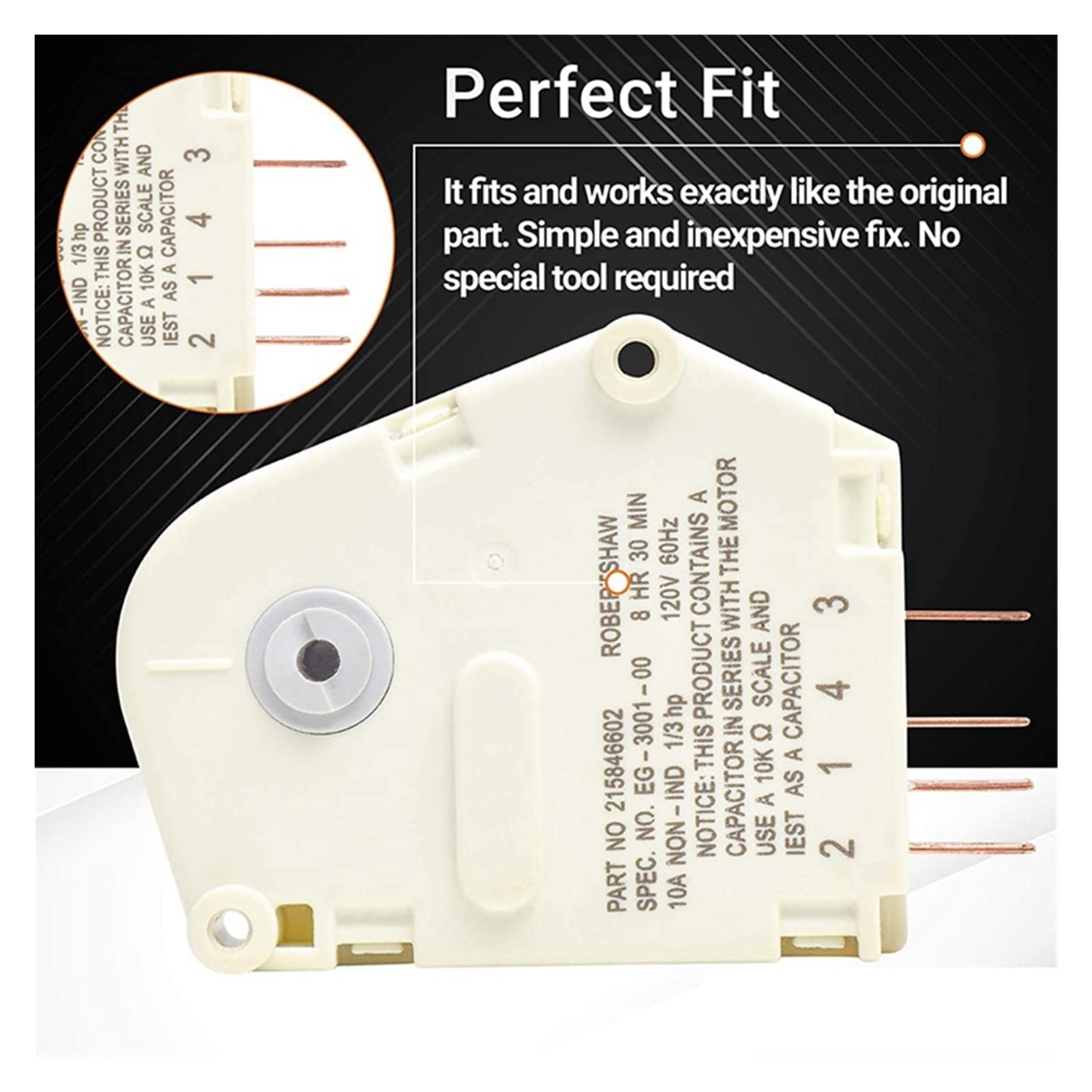 Yaoqijie 215846602 Refrigerator Defrost Timer Replacement - Exact Fit for Frigidaire & Kenmore Refrigerators - Durable Defrost Timer for Freezer Repair - Perfect for Home Appliance Maintenance & DIY Fixes