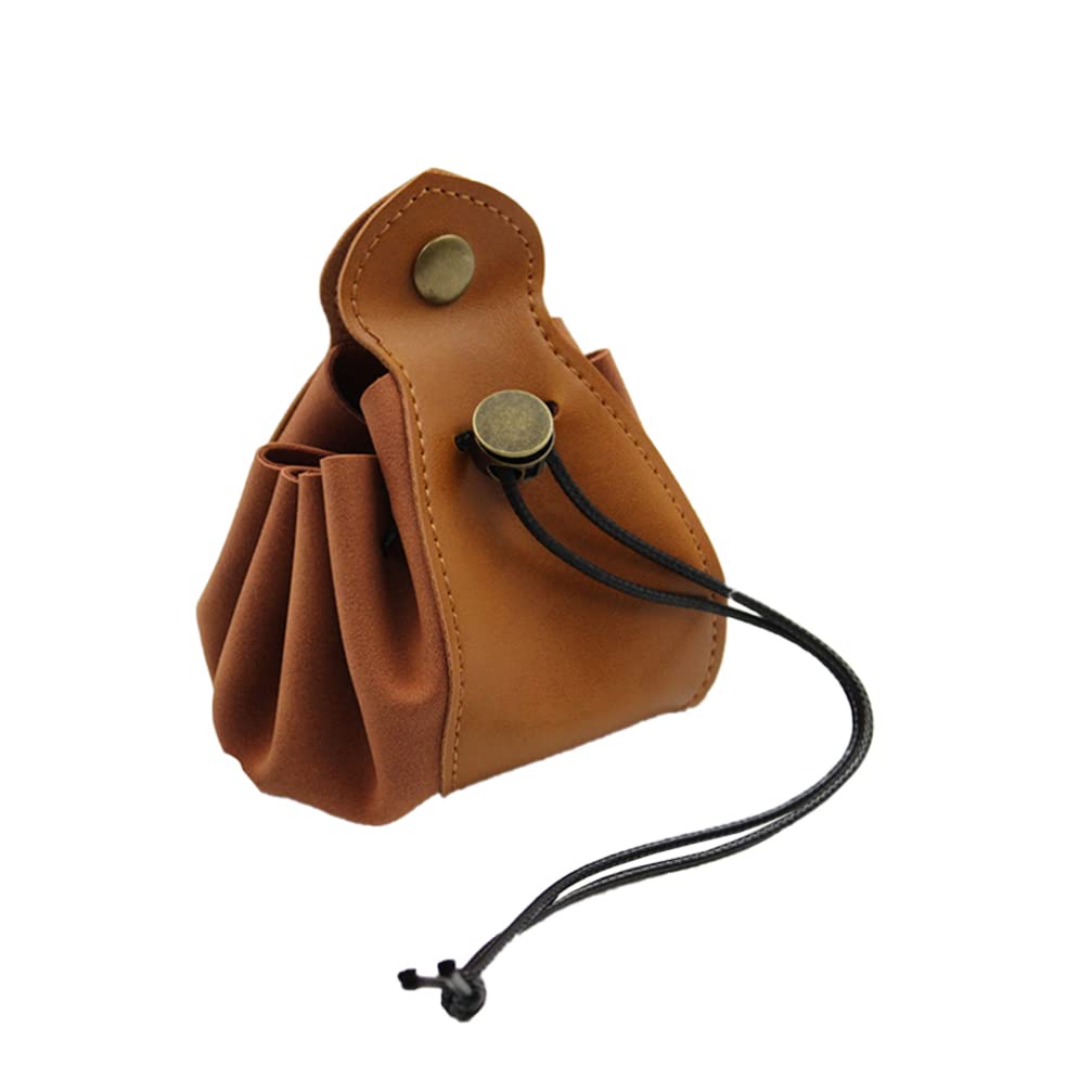 Vintage Leather Dice Bag - Portable Drawstring Pouch for Jewelry, Earphones, Keys & Coins - Perfect for RPG Games, Travel & Everyday Storage