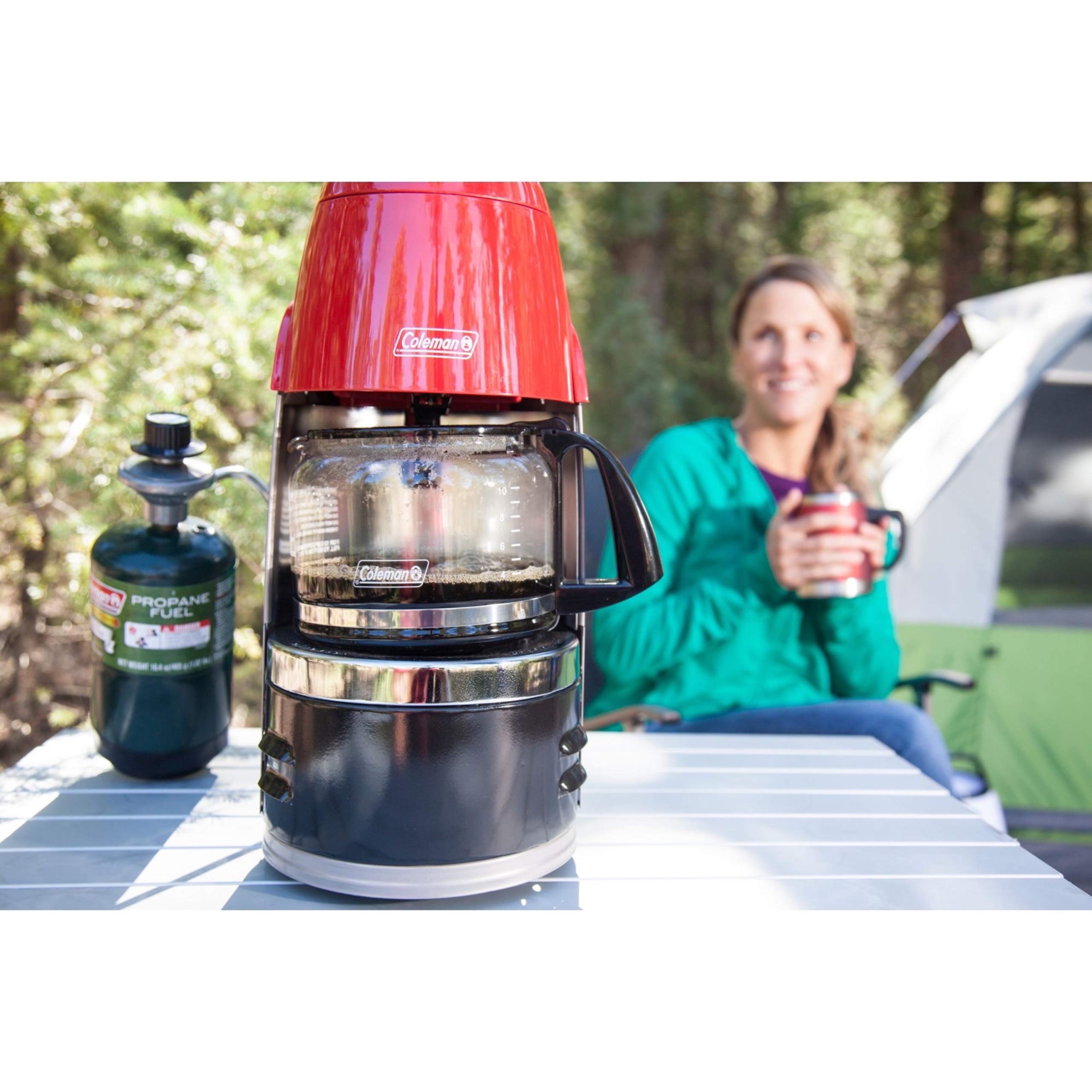 Coleman Propane QuikPot Coffee Maker with InstaStart Ignition - 4500 BTUs, Brews 10 Cups in 18 Minutes - Perfect for Camping, Hunting, Tailgating, RV Trips & Outdoor Adventures - Portable Coffee Solution for Backpacking, Fishing & Emergency Preparedness