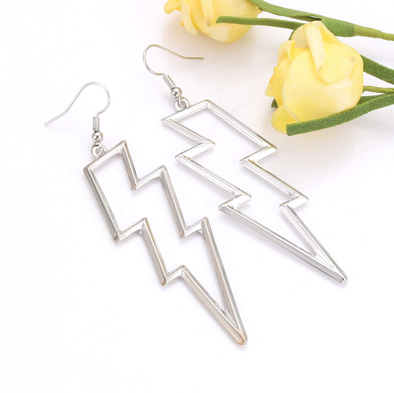 Lightning Bolt Drop Dangle Earrings for Women - Punk Fashion Statement Jewelry with Thunder Hook Design - Perfect for Parties, Concerts and Gothic Outfits