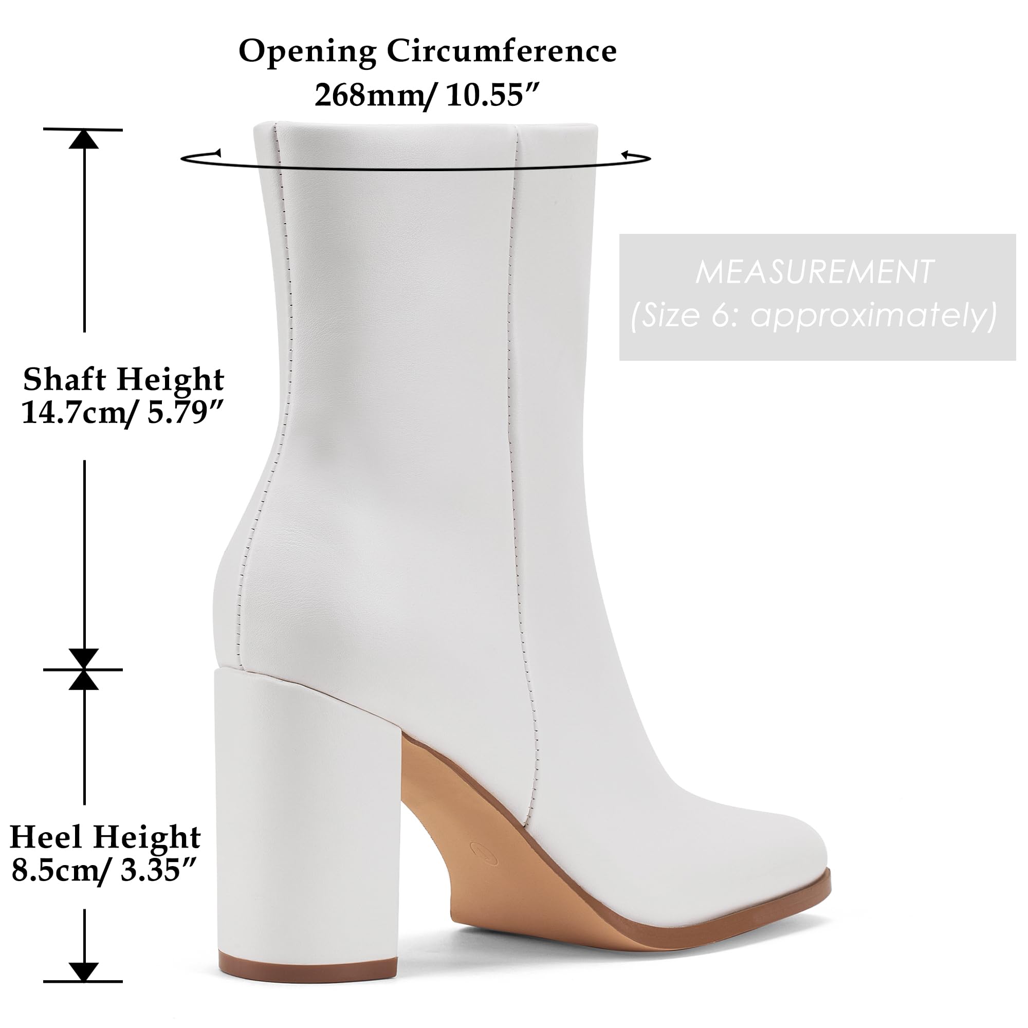 GENSHUO Women's Square Toe Ankle Boots - 3.15 Inch Block Heel, Side Zipper Fashion Booties for Casual Outfits & Office Wear