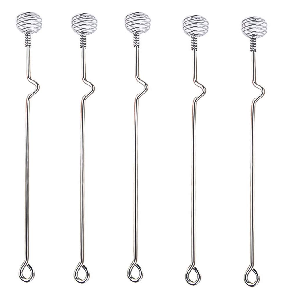 DOITOOL 5-Piece Stainless Steel Egg Whisk Set - Kitchen Hand Mixer for Eggs, Honey, Syrup & Baking - Durable Silver Egg Beater Sticks for Whisking, Stirring & Dipping - Perfect for Home Baking, Coffee Shops & Restaurant Use