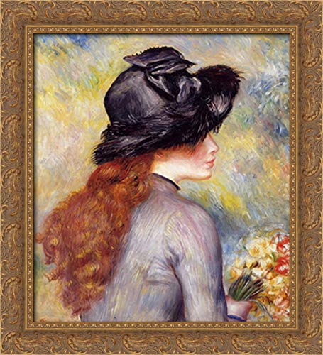 Pierre Auguste Renoir Tulips Art Print - 20x22 Gold Ornate Wood Framed Canvas Wall Decor for Living Room, Bedroom & Office | Famous Impressionist Flower Painting