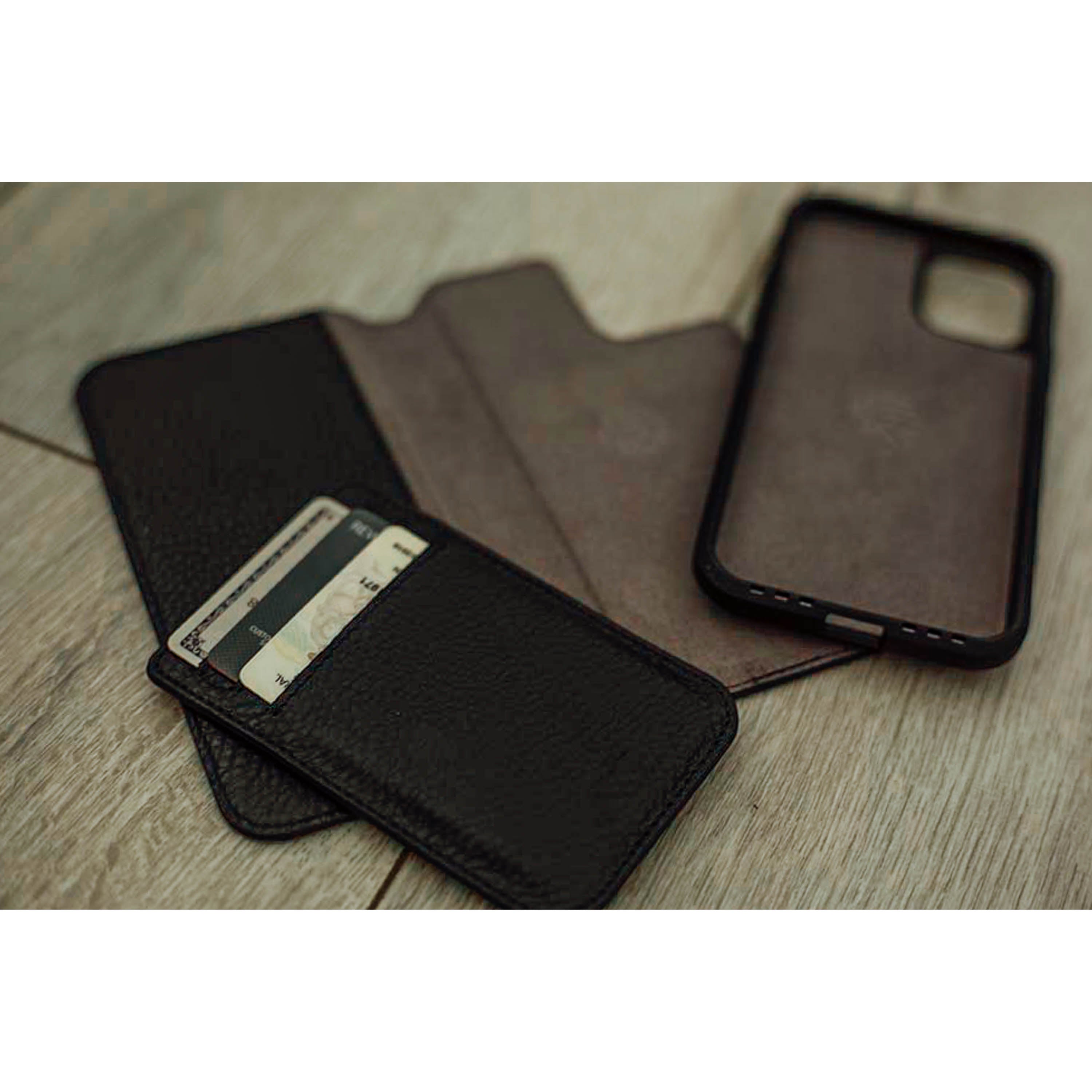 iPhone 11 3-in-1 Leather Case with Card Holder & Stand - Premium Black Leather Protective Cover for iPhone 11 (2019) - Perfect for Work, Travel & Everyday Use