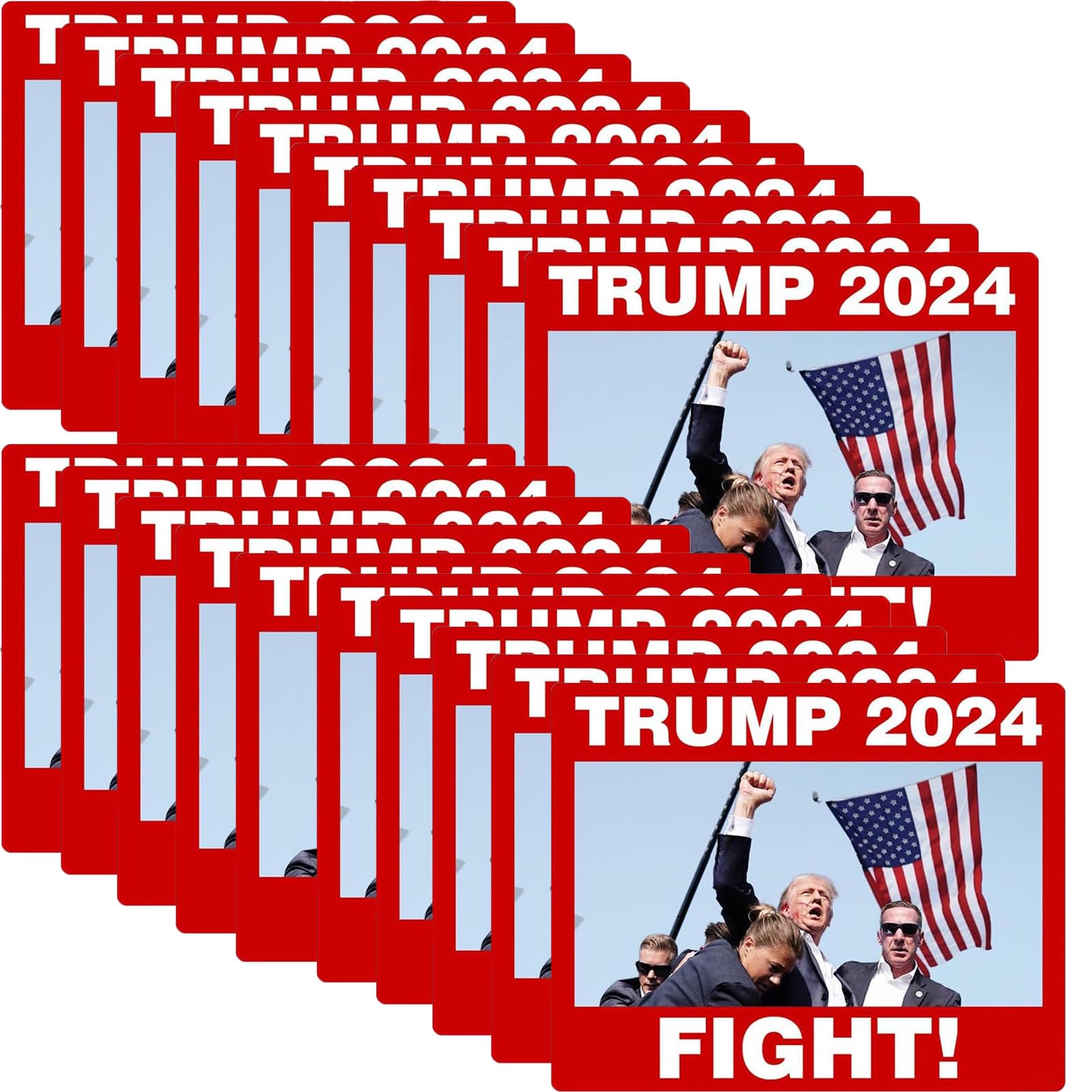 20pcs Trump Political Stickers - Fight Like Hell, Fist & Patriotic Design - Waterproof Vinyl Decals for Laptops, Cars & Bumpers - Show Your Support for Trump Campaign & Elections