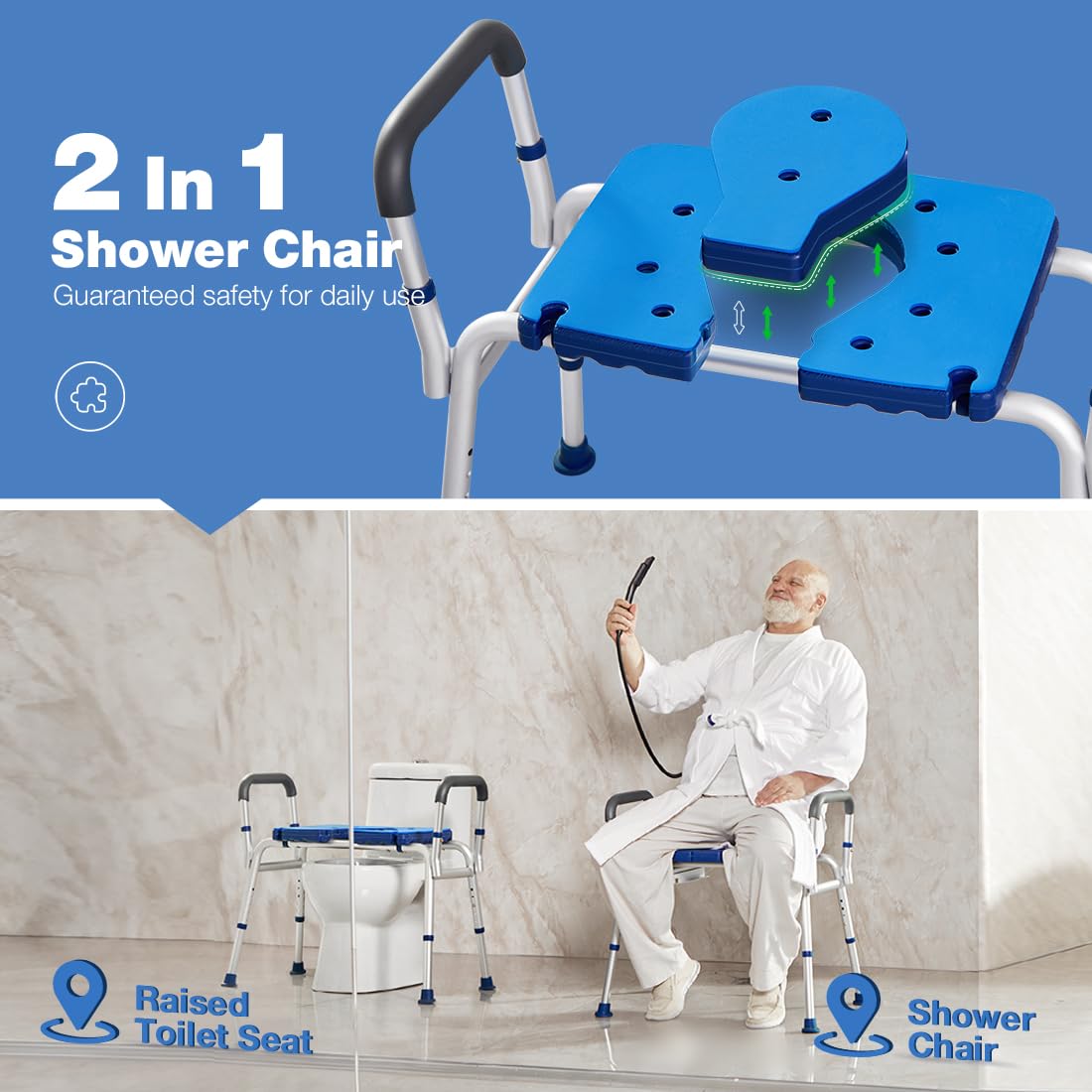 GreenChief Extra Large Bariatric Shower Chair - 700lb Heavy Duty Shower Bench with Wide Seat & Handles - Sturdy Bath Seat for Elderly, Disabled & Obese Adults - Ideal for Safe Bathing & Showering in Home or Healthcare Facilities