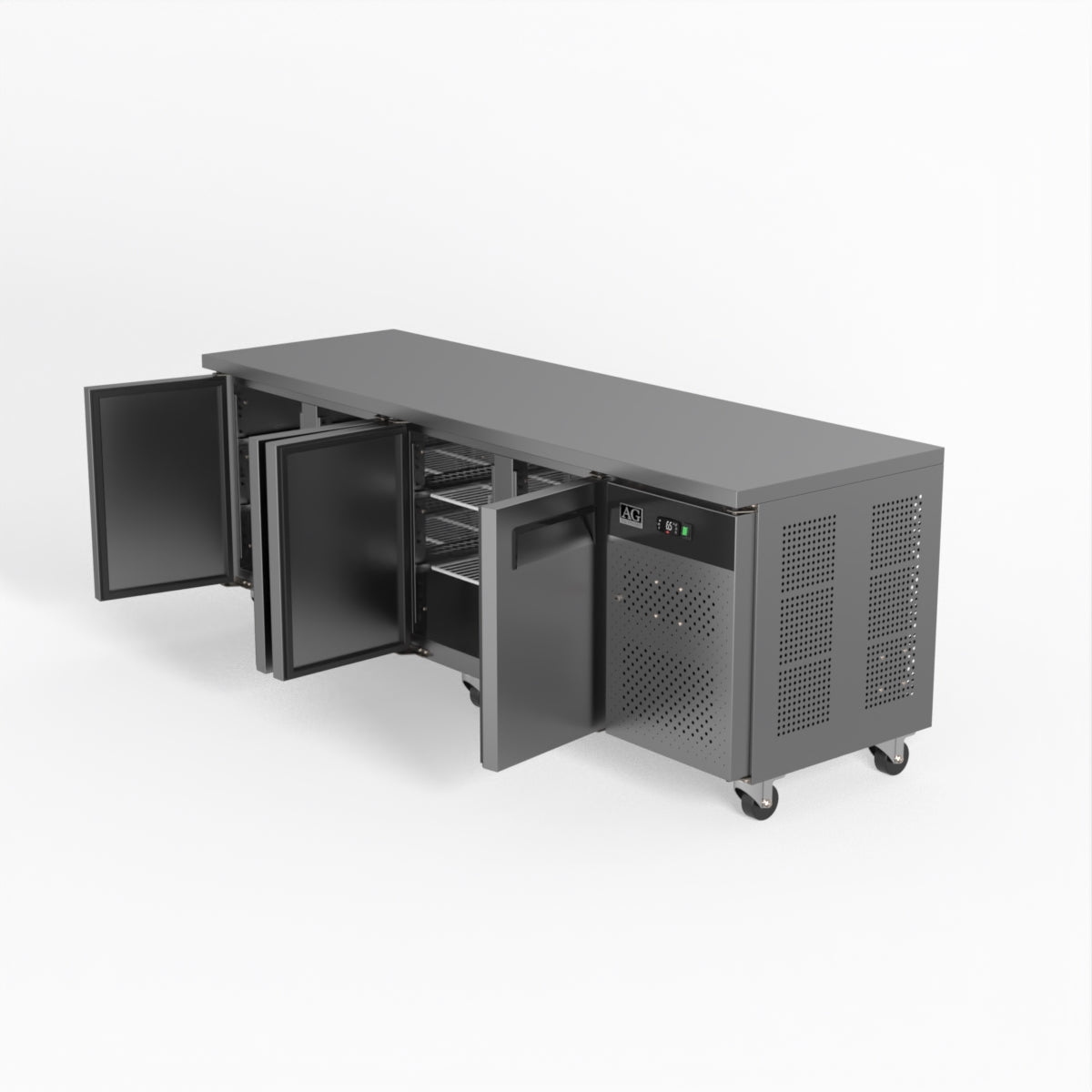 Commercial Refrigerator GNX4100TN - 4 Door Under Counter Fridge with Worktop for Restaurants, Bars & Catering Businesses - Energy Efficient Stainless Steel Freezer for Professional Kitchens
