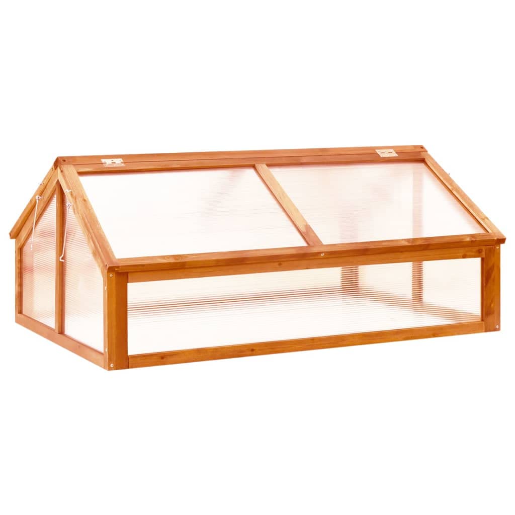 vidaXL Brown Wooden Greenhouse for Outdoor Garden | Firwood Construction with Hinged Lid & Open Bottom | Perfect for Growing Herbs, Vegetables & Flowers | Easy Assembly Required