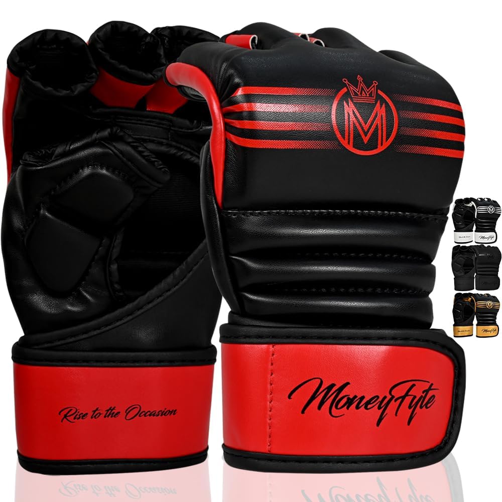 Premium MMA Gloves for Men & Women - UFC, Kickboxing, Grappling & Punching Bag Training - Pre-Curved Half Finger Sparring Gloves for Boxing & Martial Arts | Ideal for Gym Workouts, MMA Fighting & Home Training