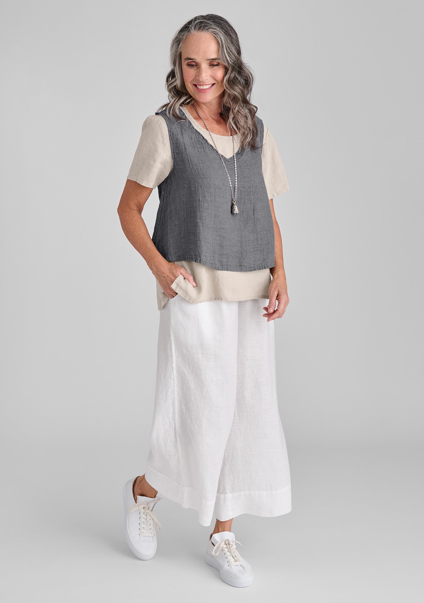 Roxbury Crop Linen Tank Top for Women - Breathable Summer Casual Wear - Perfect for Beach, Travel & Everyday Outfits