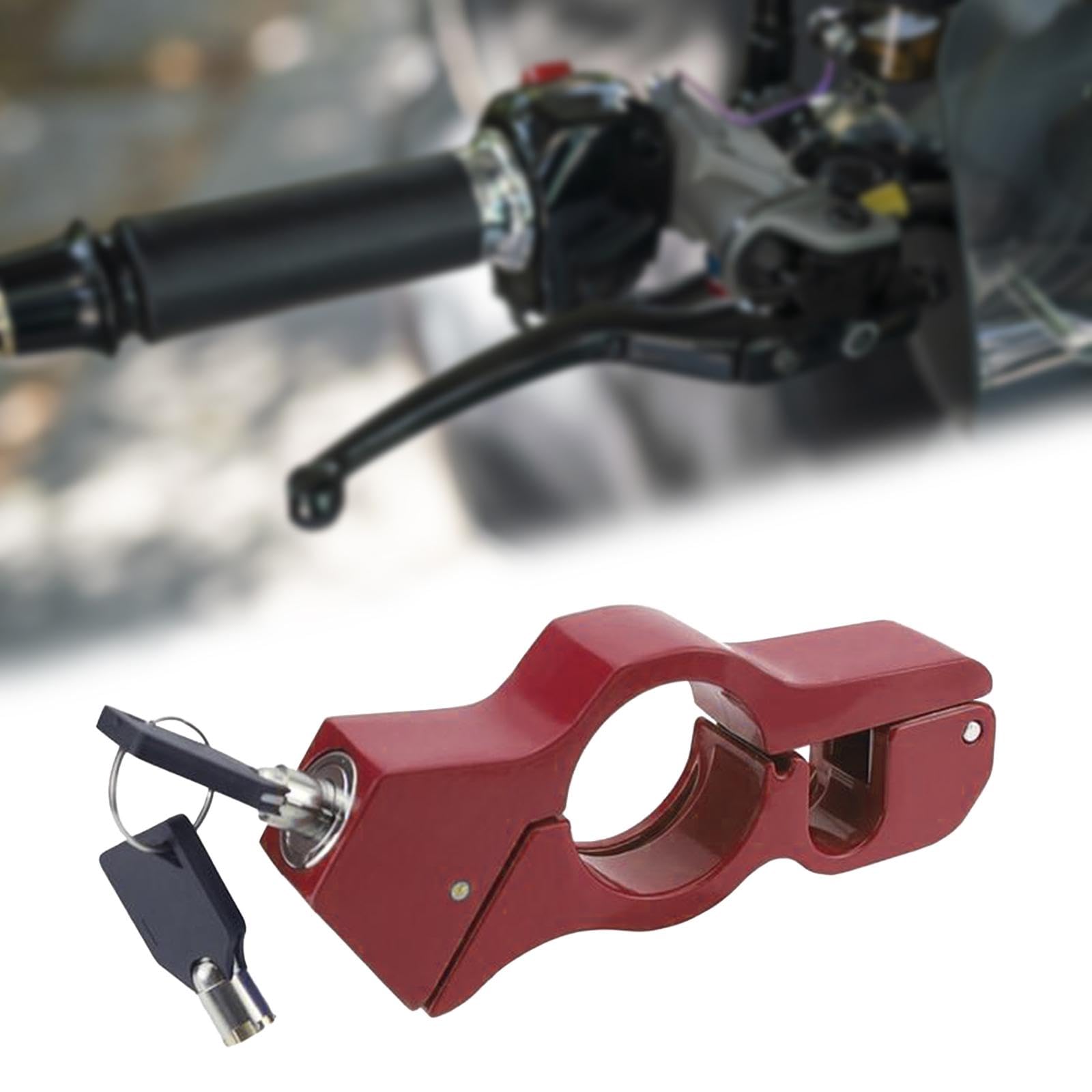 JicSuXi Motorcycle Handlebar Lock with 2 Keys - Universal Throttle Lock for Scooters & Electric Bikes (Red) - Secure Parking & Theft Protection for Urban Commuting