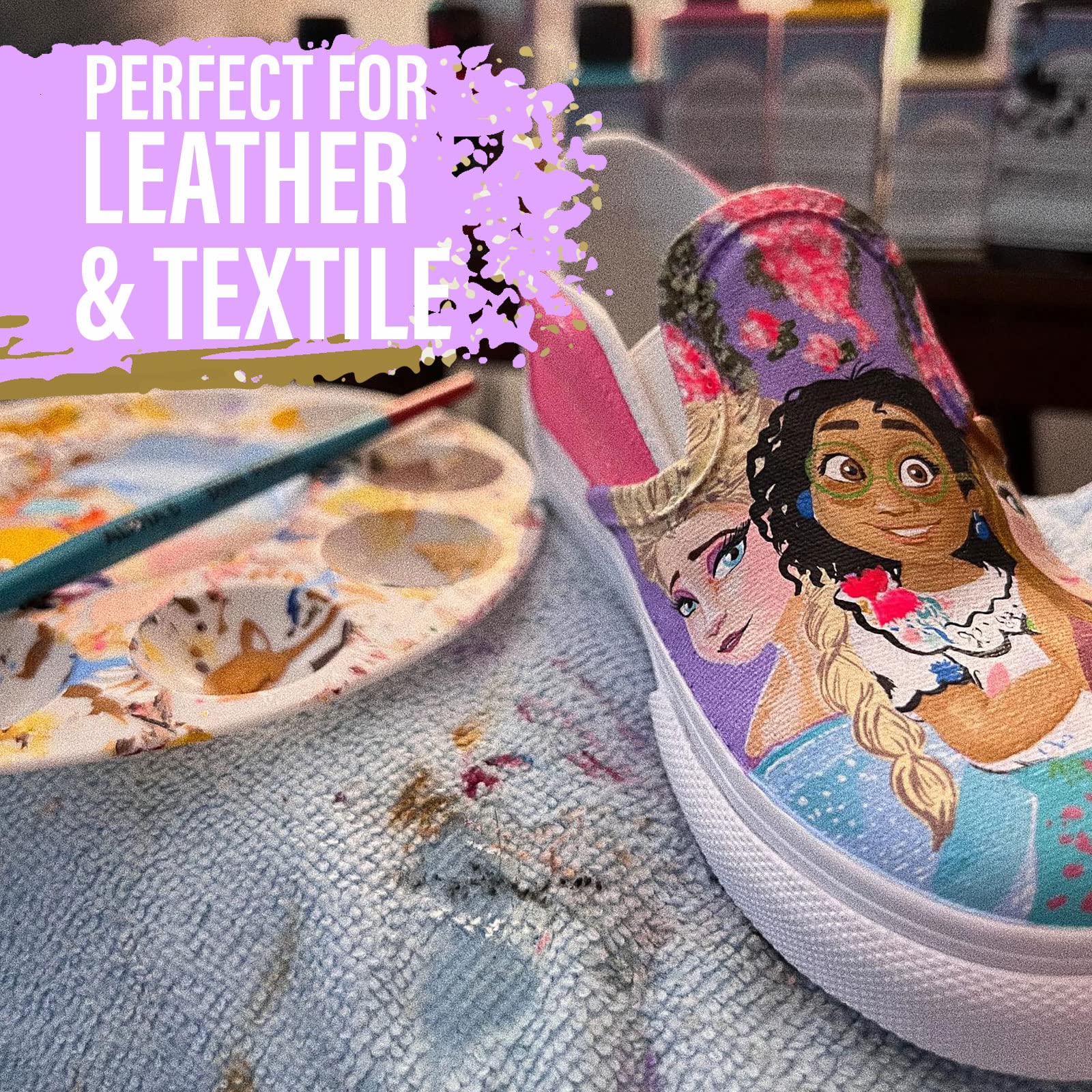 AlphaFlex Monster Pack – 36 Bottles of Premium Flexible Leather & Textile Paint (2.5 oz Each) | Durable Acrylic Paint for Shoes, Bags, Jackets & DIY Crafts | Perfect for Customizing Sneakers, Repairing Leather Goods & Creative Art Projects
