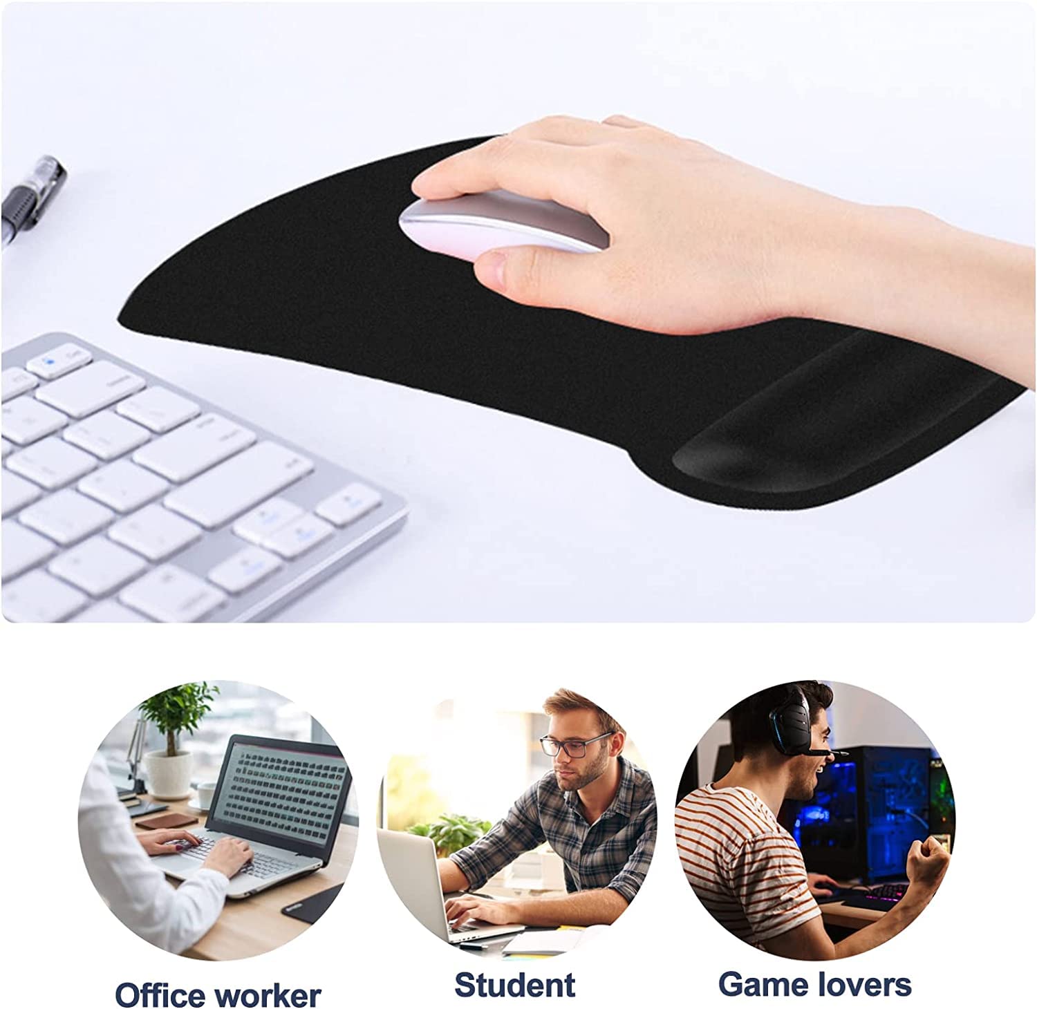 2Pcs Custom Photo Gaming Mouse Pad with Wrist Support - Non-Slip Rubber Base Ergonomic Mouse Mat for Office, Computer, Anime Fans - Perfect for Gaming, Work & Home Use