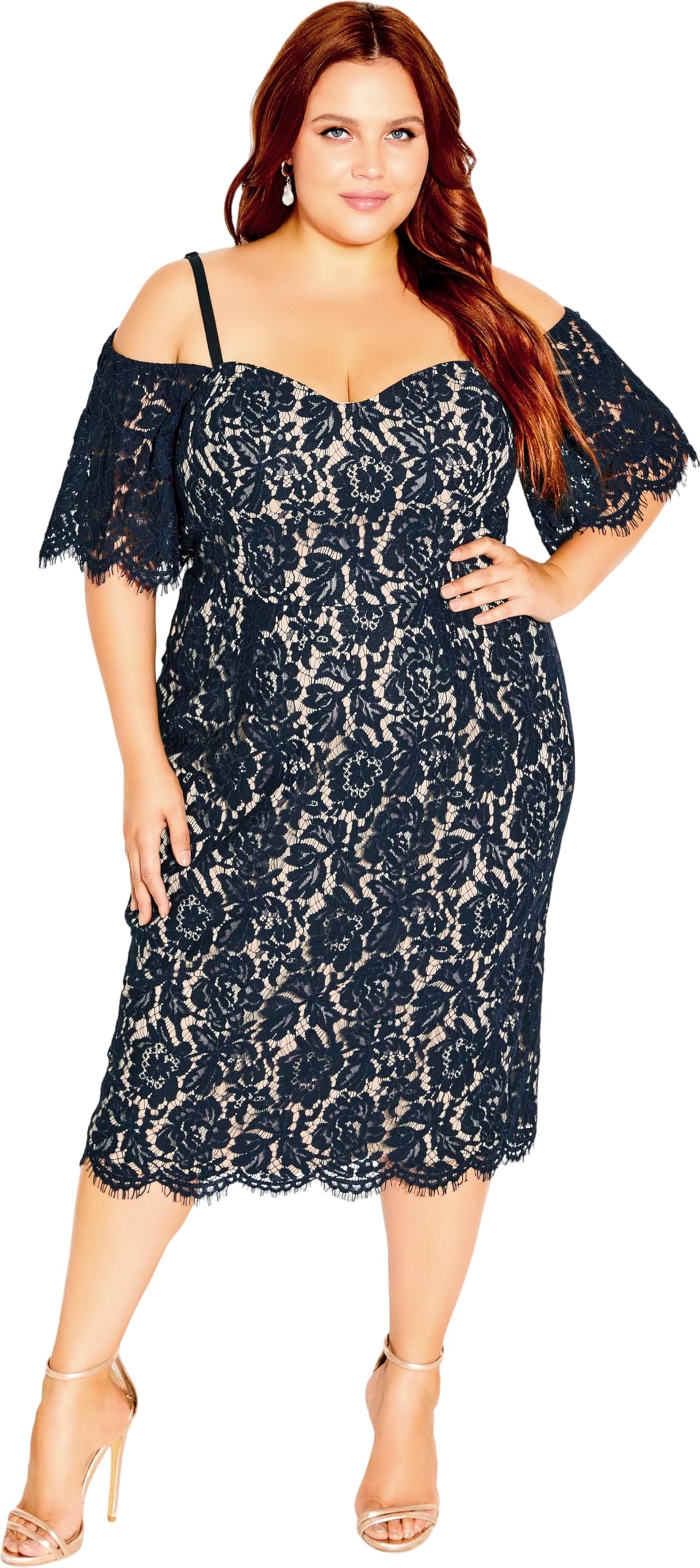 Plus Size Women's Lace Dress Elegant Floral Maxi Dress for Wedding Party Evening Occasions