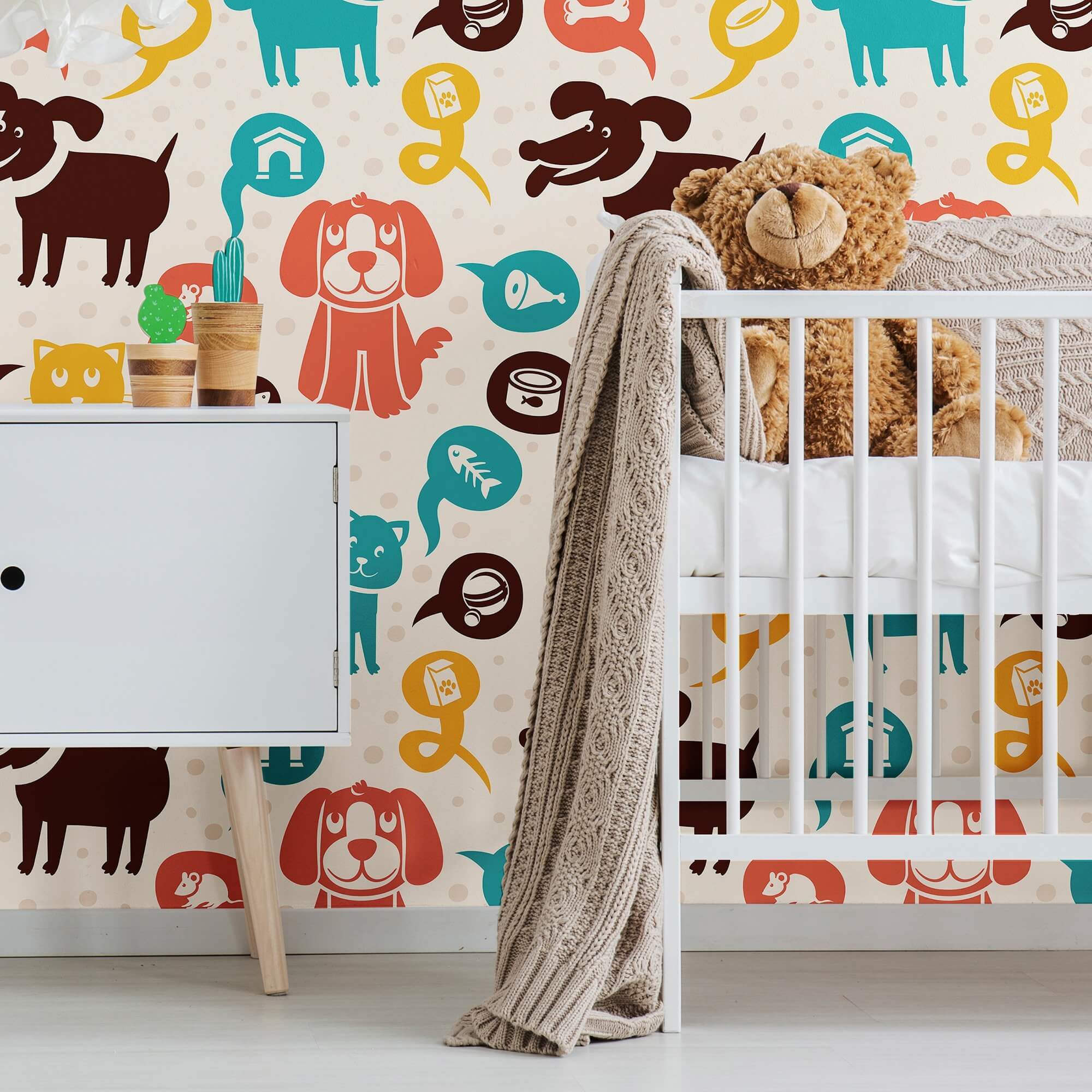 Orange and Brown Animals Peel and Stick Removable Wallpaper for Kids - Self-Adhesive Nursery Decor for Bedroom, Playroom & Classroom