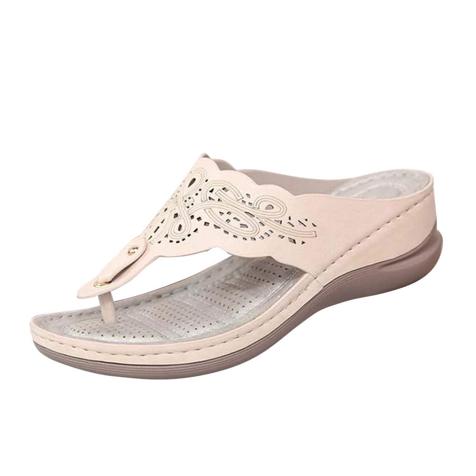 Women's Wedge Heel Flip Flops - Embroidered Sandals with Colorful Patterns | Comfortable Beach Shoes & Summer Slippers for Outdoor, Vacation and Casual Wear