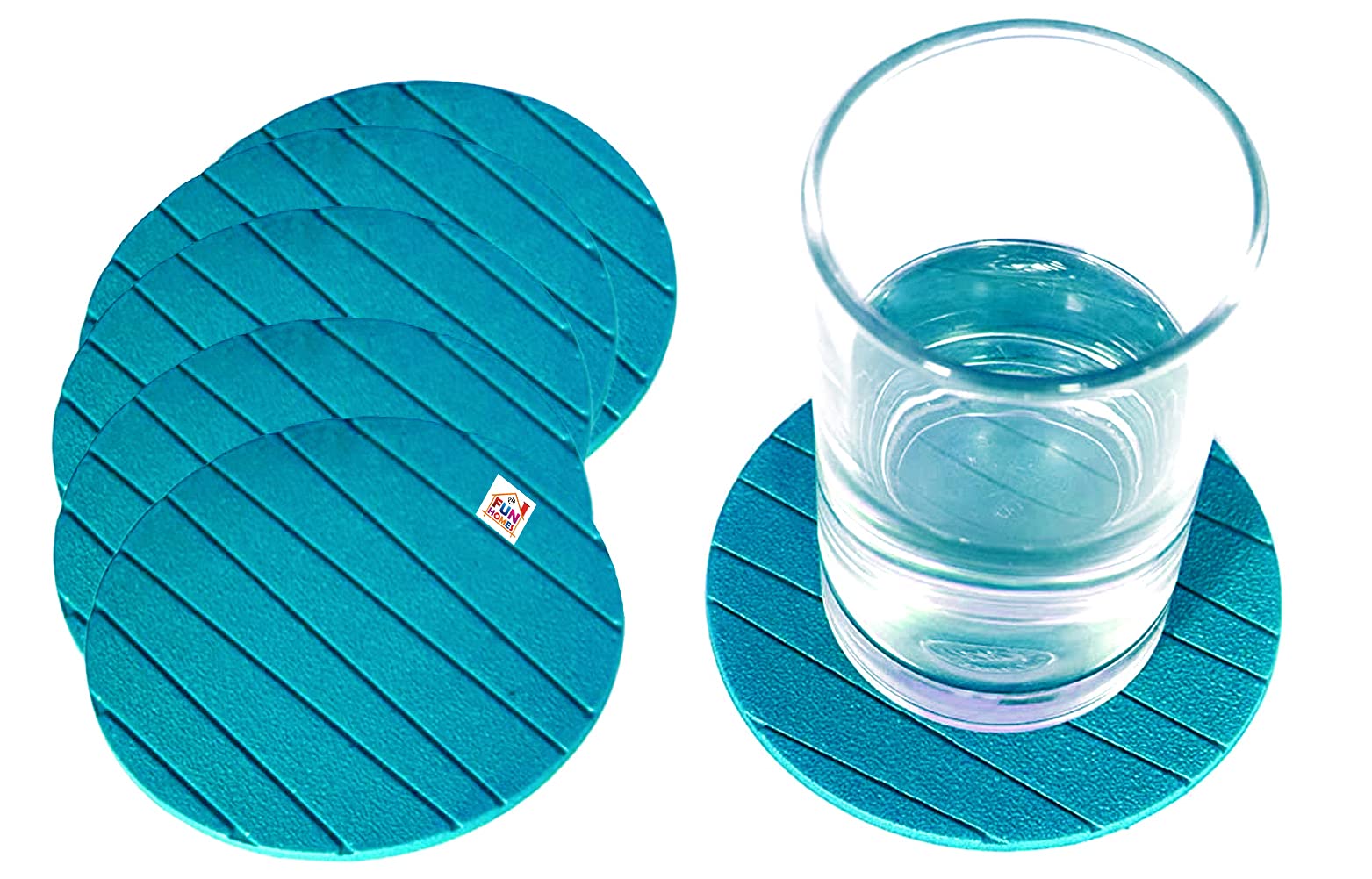 6-Pack Green EVA Foam Tea & Coffee Coasters Set with Glass Cover Lids - Non-Slip Drink Coasters for Home, Restaurant, Office - Perfect for Dining Tables, Coffee Shops and Party Decor - HS_38_FUNH21362