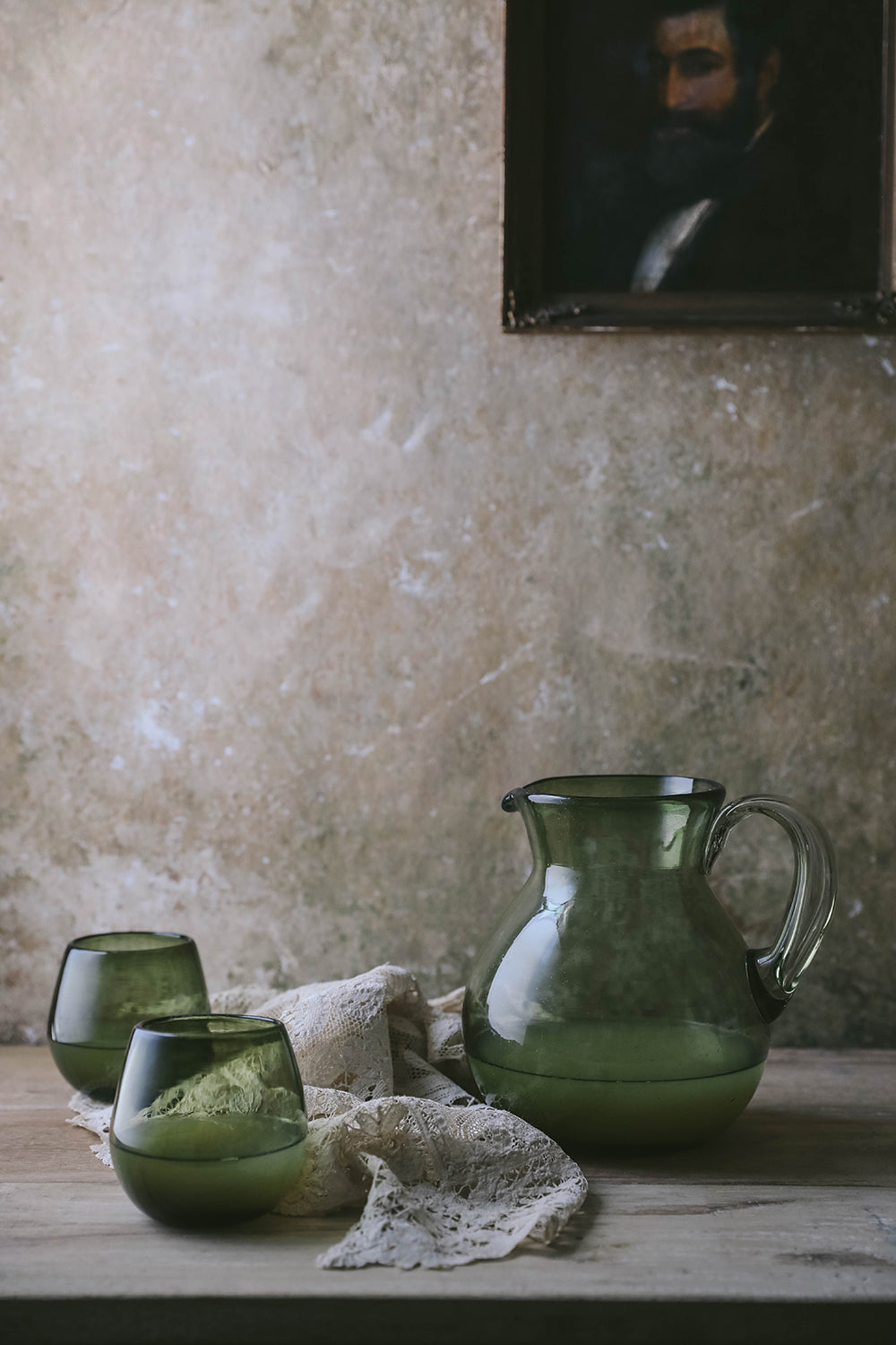 Premium Round Glass Pitcher with Olive Design - Perfect for Iced Tea, Lemonade & Summer Beverage Serving