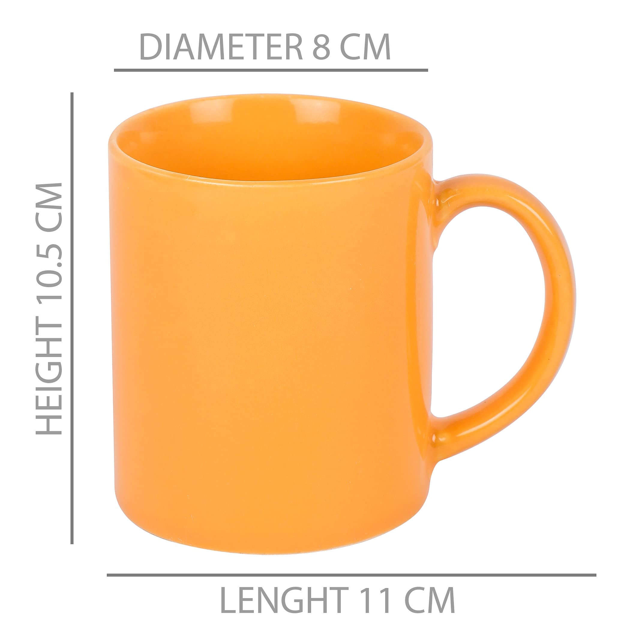 Anwaliya 12oz Multicolor Coffee Mug Set - Microwave & Dishwasher Safe Ceramic Tea Cup with Chip-Resistant Design - Perfect for Home, Office, Coffee Shops & Gifts (Yellow, 350ml)