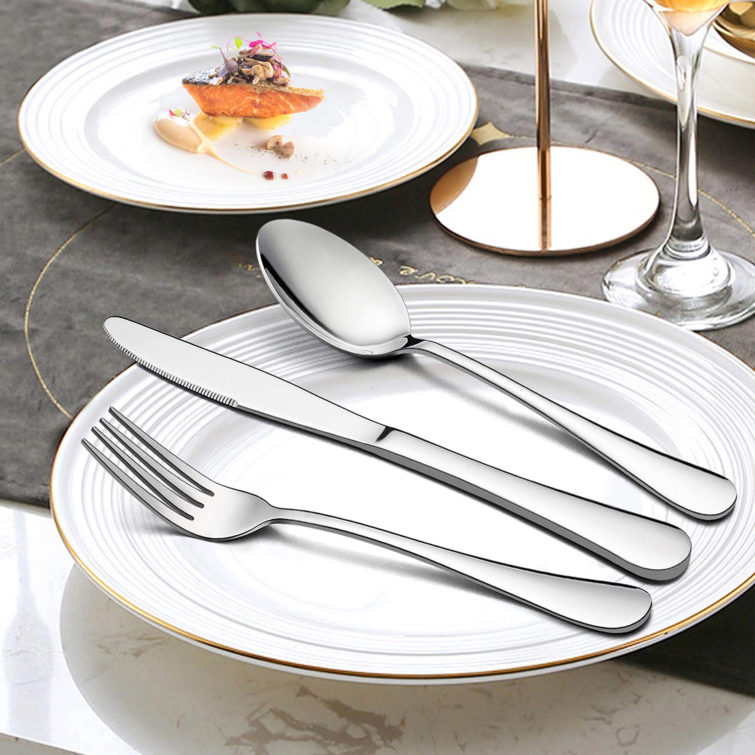 16-Piece Stainless Steel Silverware Set - 8 Dinner Forks & 8 Spoons - Mirror Polished Flatware Cutlery for Home, Kitchen & Hotel Use - Dishwasher Safe - Perfect for Everyday Dining, Parties & Restaurant Service