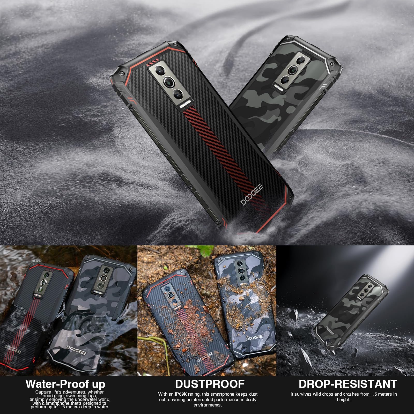 DOOGEE Blade10 Rugged Smartphone - Android 14, 10.7mm Ultra-Thin Military-Grade Phone, 128GB ROM + 2TB Expandable Storage, 6.56