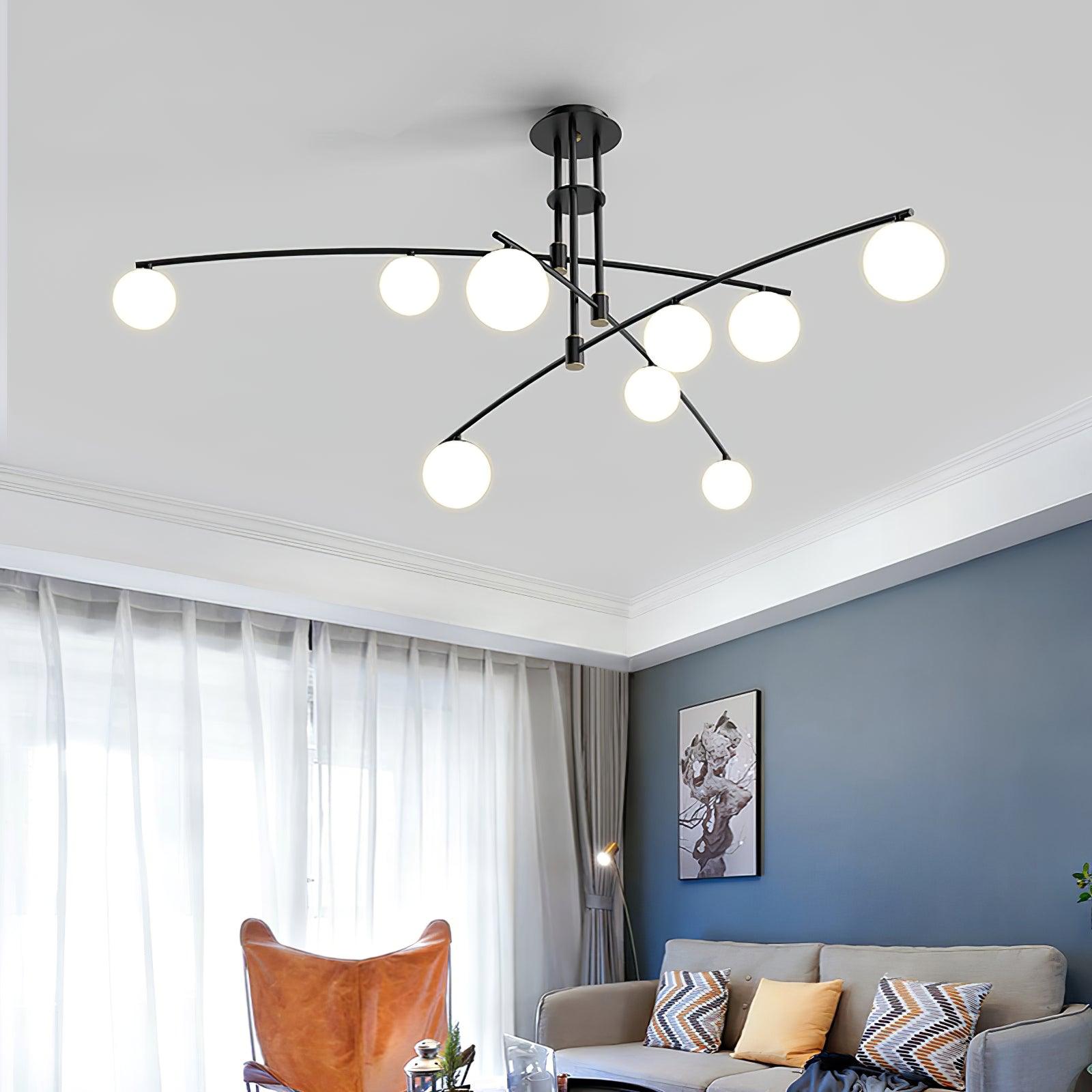 Modern Long Arm Chandelier - Elegant Ceiling Light Fixture for Dining Room, Living Room & Bedroom | Dimmable LED Lighting for Home Decor