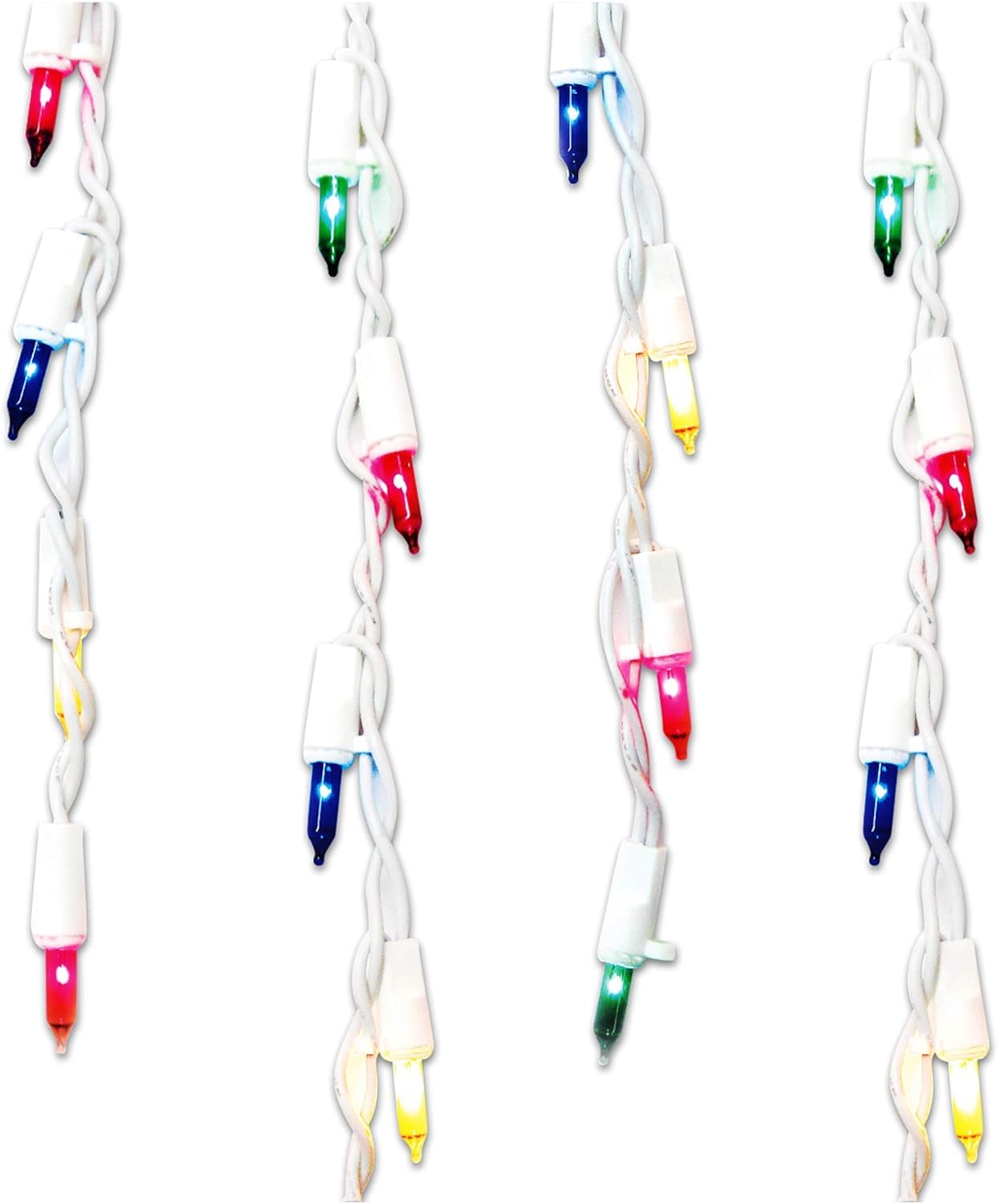Brite Star 300-Count Multicolor Christmas Icicle Lights with Stay-Straight Technology - White Wire Mini LED String Lights for Holiday Decorations, Outdoor Window & Roof Decor