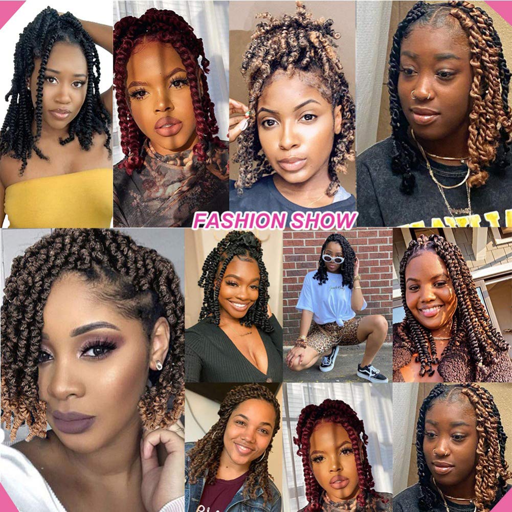 8 Packs 10inch Pre-Twisted Passion Twist Crochet Braids - 96 Strands Synthetic Hair Extensions (1B Black) for Protective Styles & Bob Hairstyles | Perfect for Daily Wear, Parties & Salon Styling