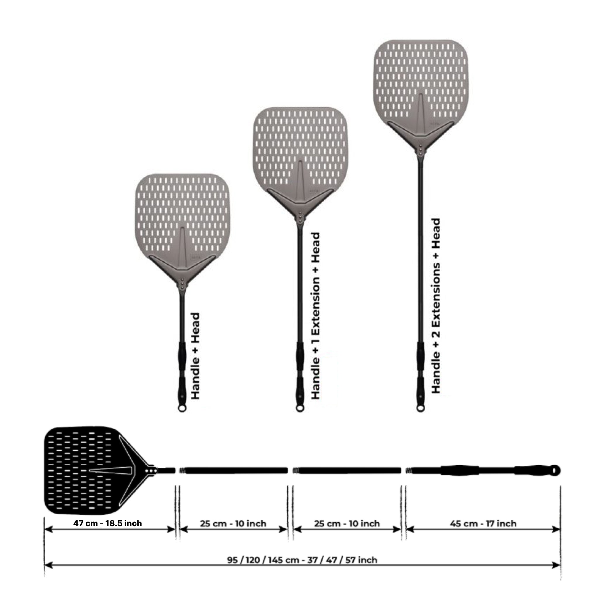 Alfa AC 5PSET48 Large 5-Piece Pizza Peel Set - Professional Wooden Pizza Paddle Kit for Baking, Serving & Outdoor Cooking