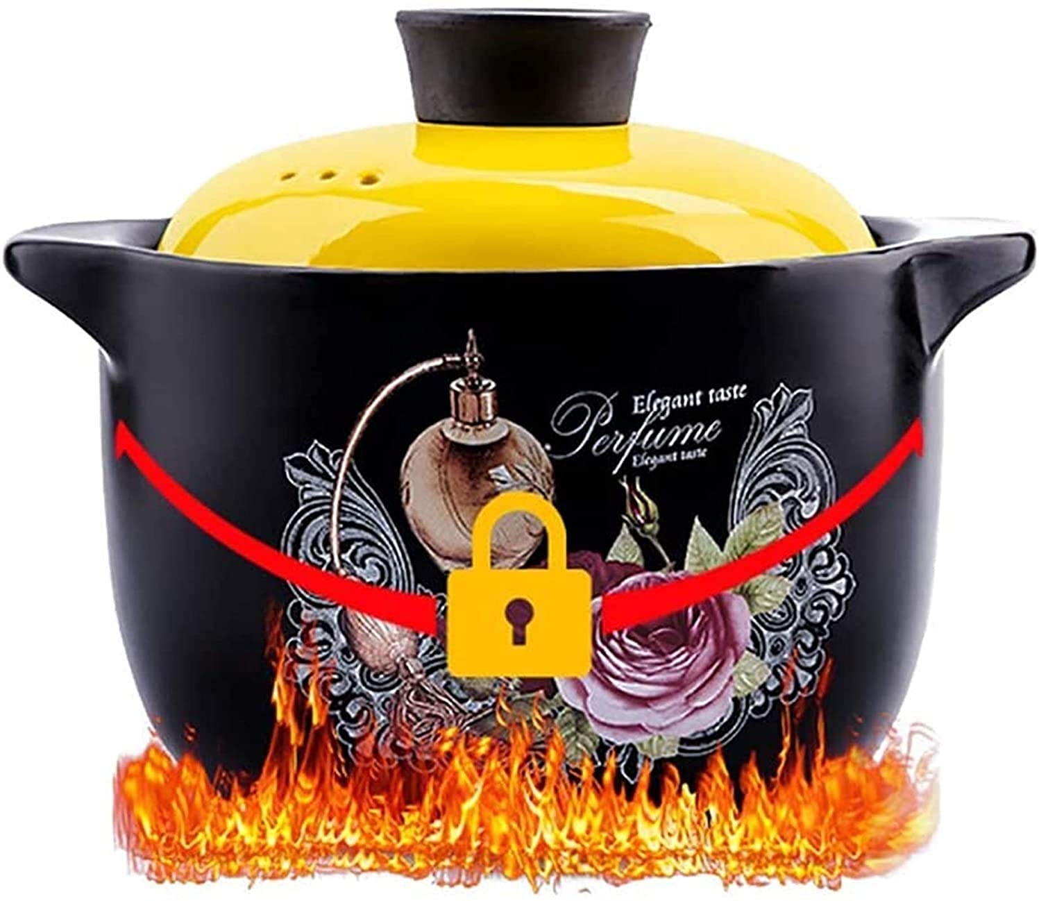 **Heat-Resistant Ceramic Casserole Dish with Lid – 5.1 Quart Pink Floral Clay Pot for Bibimbap, Soup & Stews – Oven & Stovetop Safe for Korean & Asian Cooking**