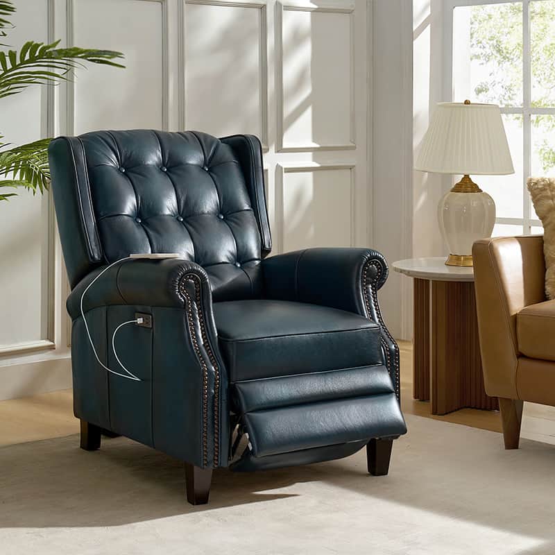 Premium Ruben Buttery Soft Leather Power Recliner Chair - Ergonomic Living Room Furniture for Relaxing, Watching TV & Napping