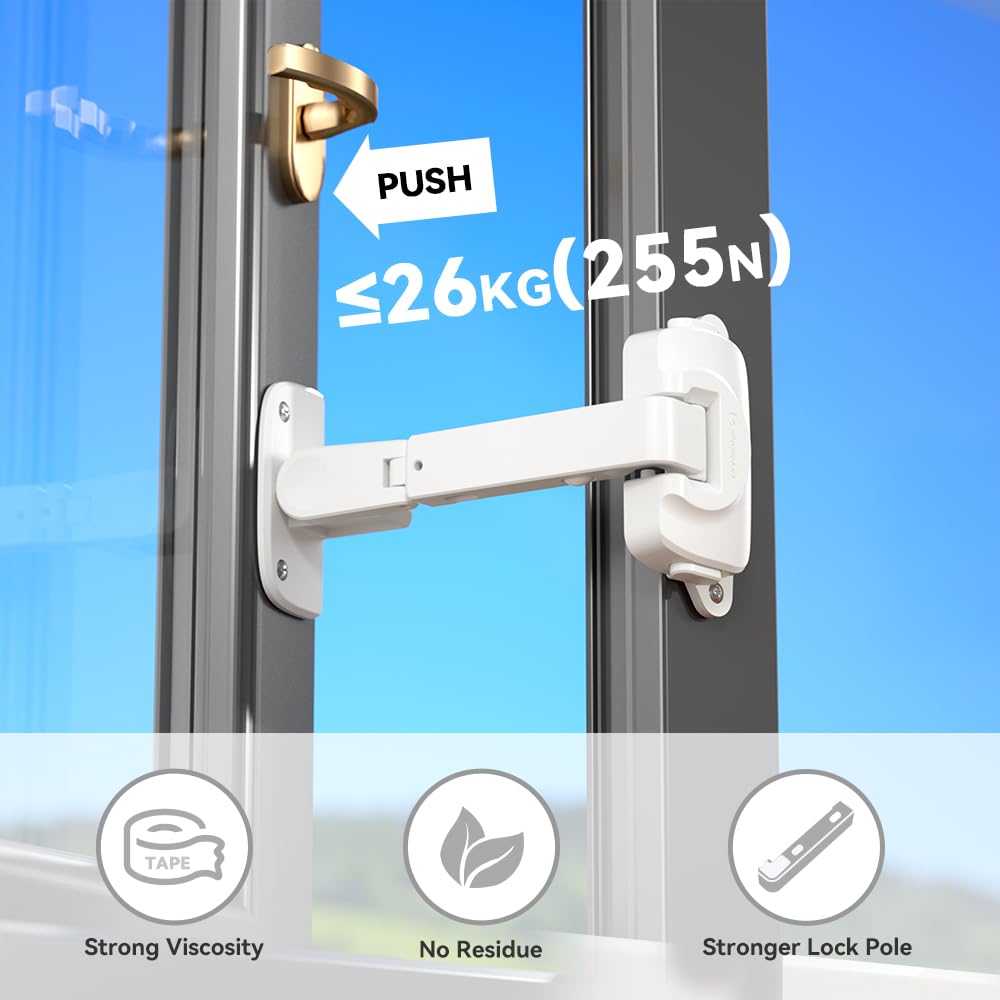 EUDEMON 1 Pack Baby Window Safety Lock - Childproof Window Restrictor for UPVC, Wooden & Metal Frames - Adjustable Window Guard for Home Safety (White) | Perfect for Nursery, Bedroom & Sliding Windows