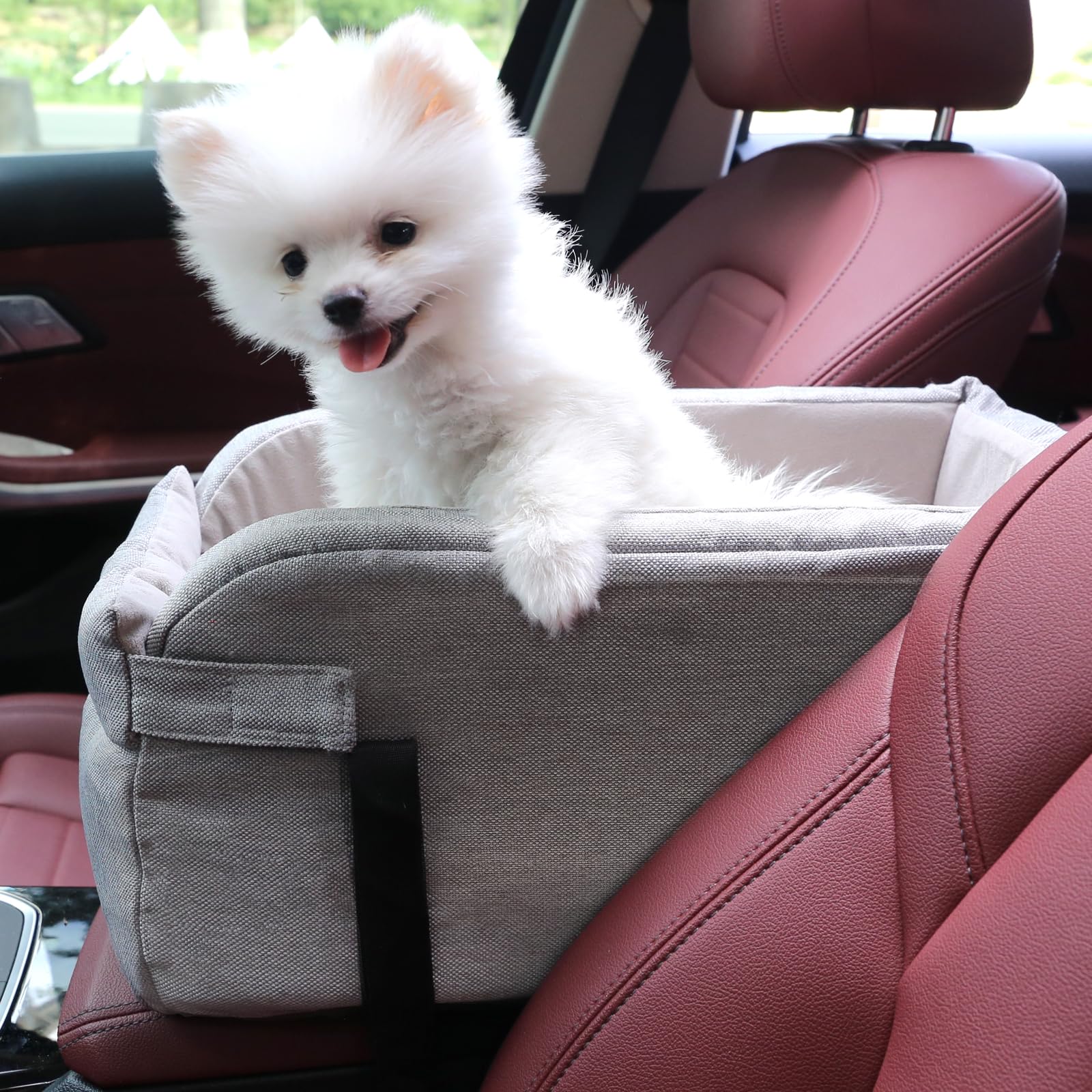 Premium Dog Car Seat Center Console - Adjustable Pet Booster Seat for Small Dogs & Cats Up to 22lbs - Safe Travel Accessory for Cars, SUVs & Road Trips