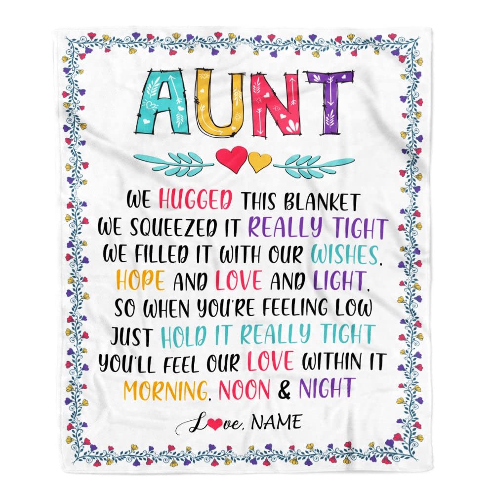 **Personalized Aunt Blanket - Custom Fleece Throw Gift for Aunt from Nephew or Niece - Birthday, Mother's Day, Christmas Present - 50