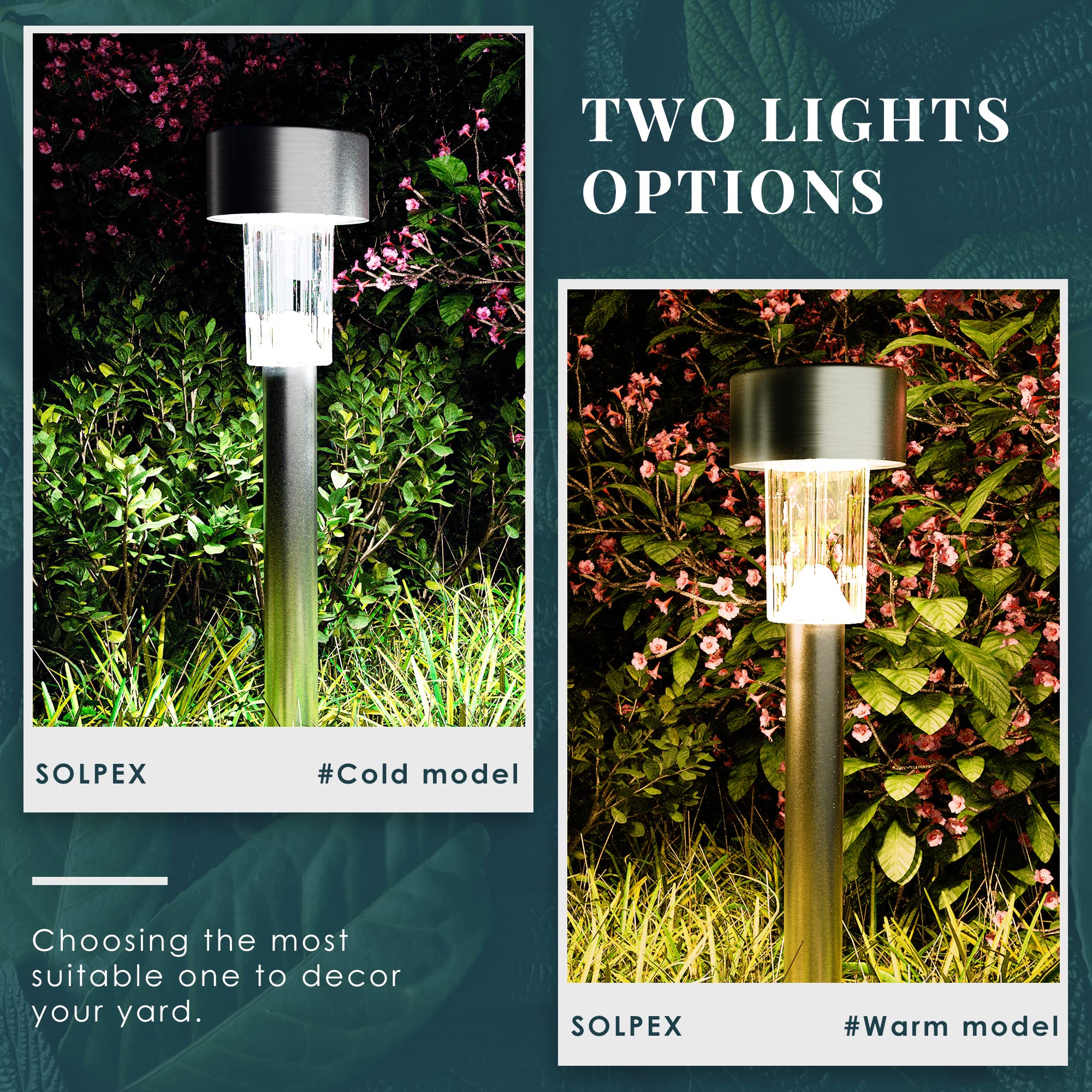 SOLPEX 12 Pack Solar Pathway Lights Outdoor, Waterproof Stainless Steel LED Landscape Lighting for Walkway, Garden, Patio, Lawn, Yard, Driveway - Cold White | Energy-Efficient Solar Walkway Lights for Nighttime Safety & Ambience