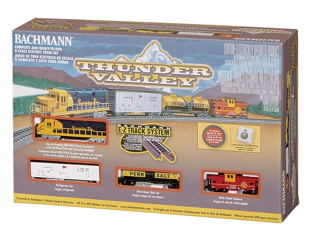 Bachmann Trains Thunder Valley Ready-to-Run Electric N Scale Train Set - Realistic Model Railroad for Home Layouts & Holiday Displays