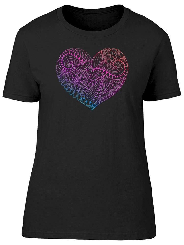 Zentangle Heart Painting T-Shirt for Women - Stylish & Comfortable Graphic Tee for Casual Wear, Date Night & Everyday Outfits